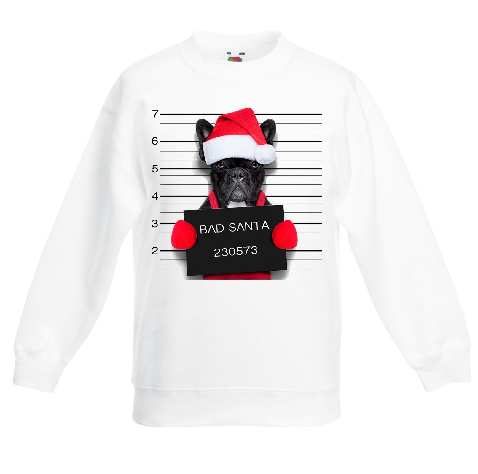 Bad Santa Claus Pug Dog Christmas Sweater for Kids - Funny Tribal T-Shirt Holiday Jumper for Festive Parties & Family Gatherings