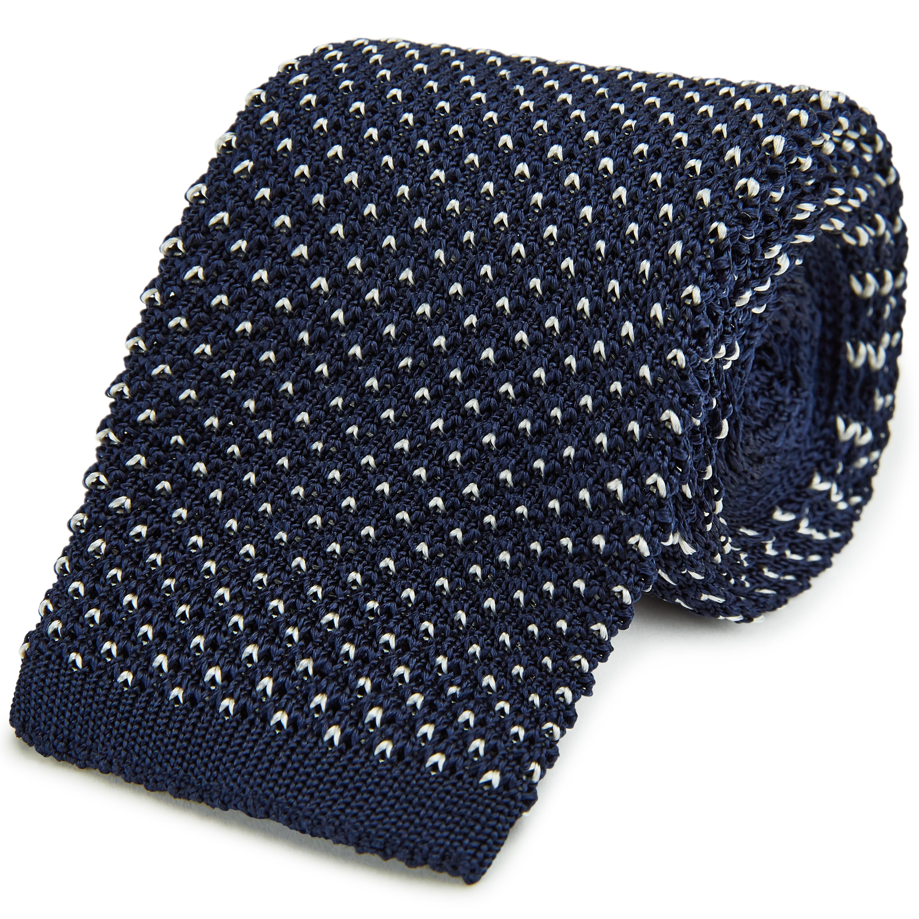 Premium Navy Blue Birdseye Knitted Silk Tie for Men - Elegant Business & Formal Wear Accessory - Perfect for Weddings, Office, and Special Occasions