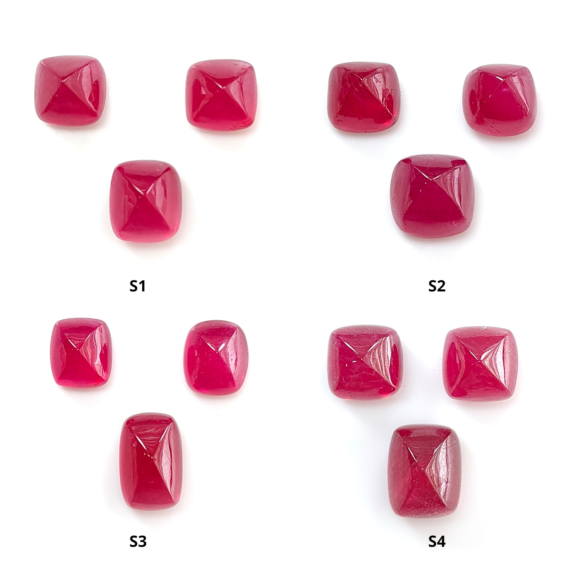 Natural Glass-Filled Pinkish Red Ruby Cabochon Gemstone - 3pcs Sugar Loaf Shape Set for Jewelry Making (Perfect for Rings, Necklaces & DIY Craft Projects)