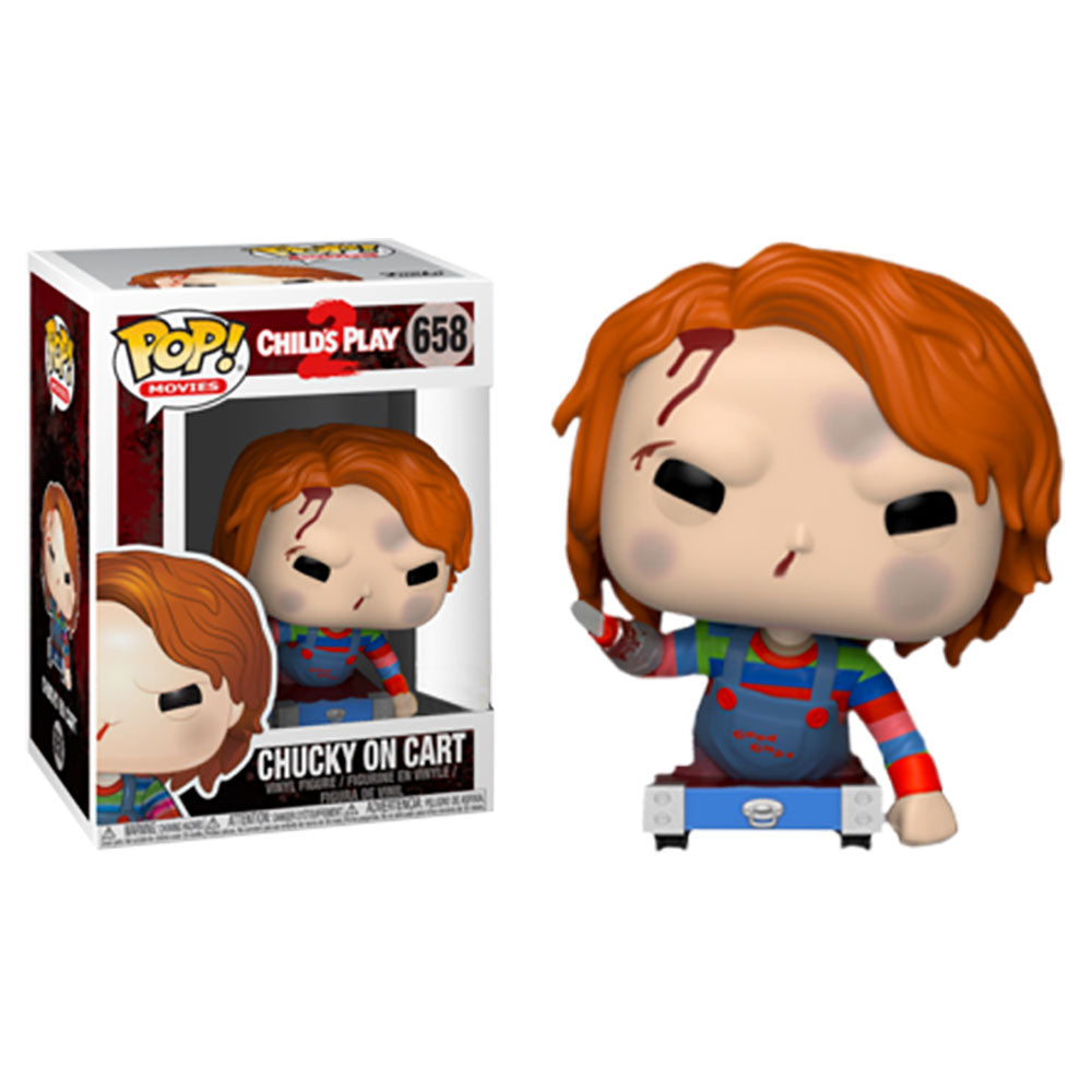 Child's Play 2 Pop! Vinyl Figure - Chucky on Cart Collectible Toy [658] | Horror Movie Merchandise for Fans & Collectors | Perfect for Display, Gifts, and Halloween Decor
