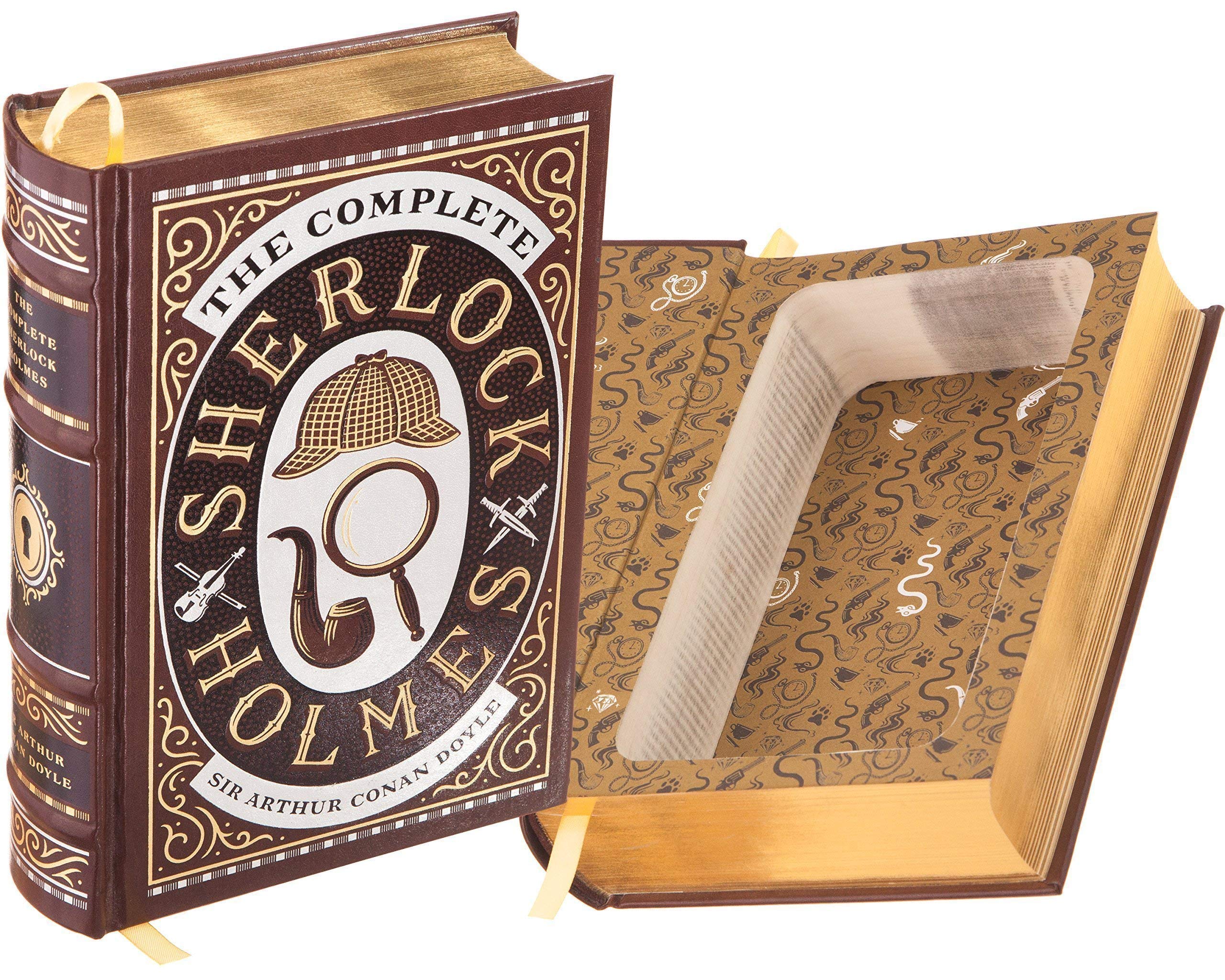 Sherlock Holmes Hollow Book Safe - Leather-Bound Secret Storage with Magnetic Closure | Perfect for Hiding Valuables, Cash & Jewelry at Home or Office