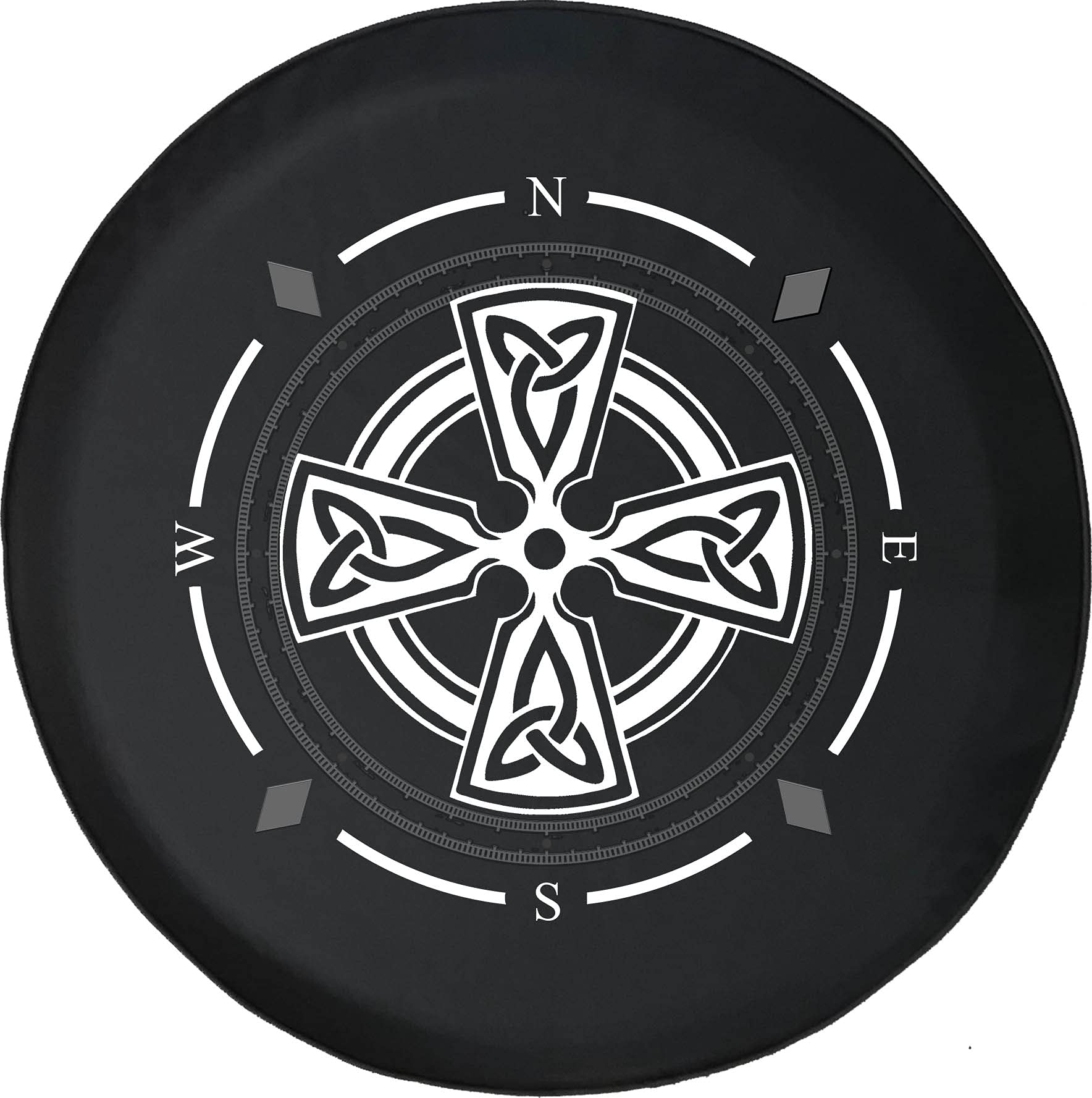 Premium American Unlimited Spare Tire Cover with Compass & Celtic Cross Design - Durable SUV, Trailer, RV Wheel Accessory for Adventure Vehicles | Perfect for Off-Roading, Camping & Road Trips