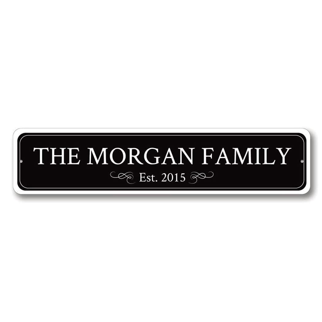 Custom Family Name Decor - Personalized Established Date Sign - Last Name Wall Art - Wedding & Home Aluminum Sign (3