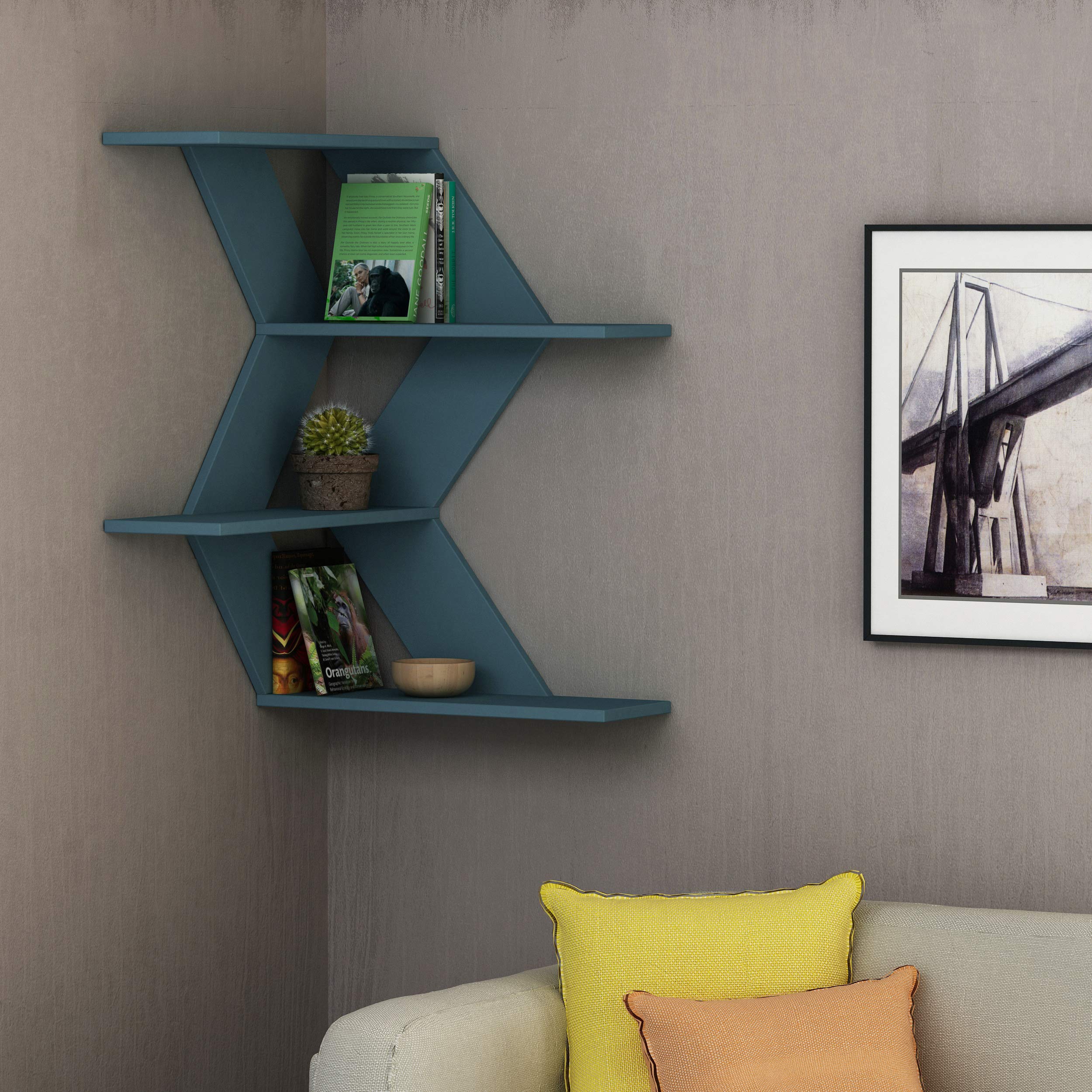 Modern Petrol Blue Wall Shelf 33.46
