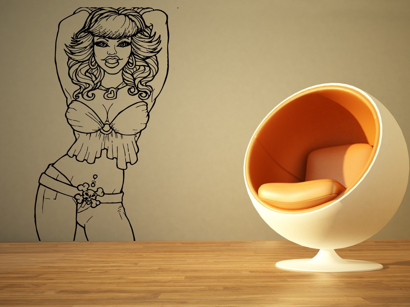 Sexy Pin Up Girl Wall Decal - Vinyl Sticker Mural Art for Room Decor (AS2339) | Perfect for Bedroom, Living Room & Man Cave Wall Art
