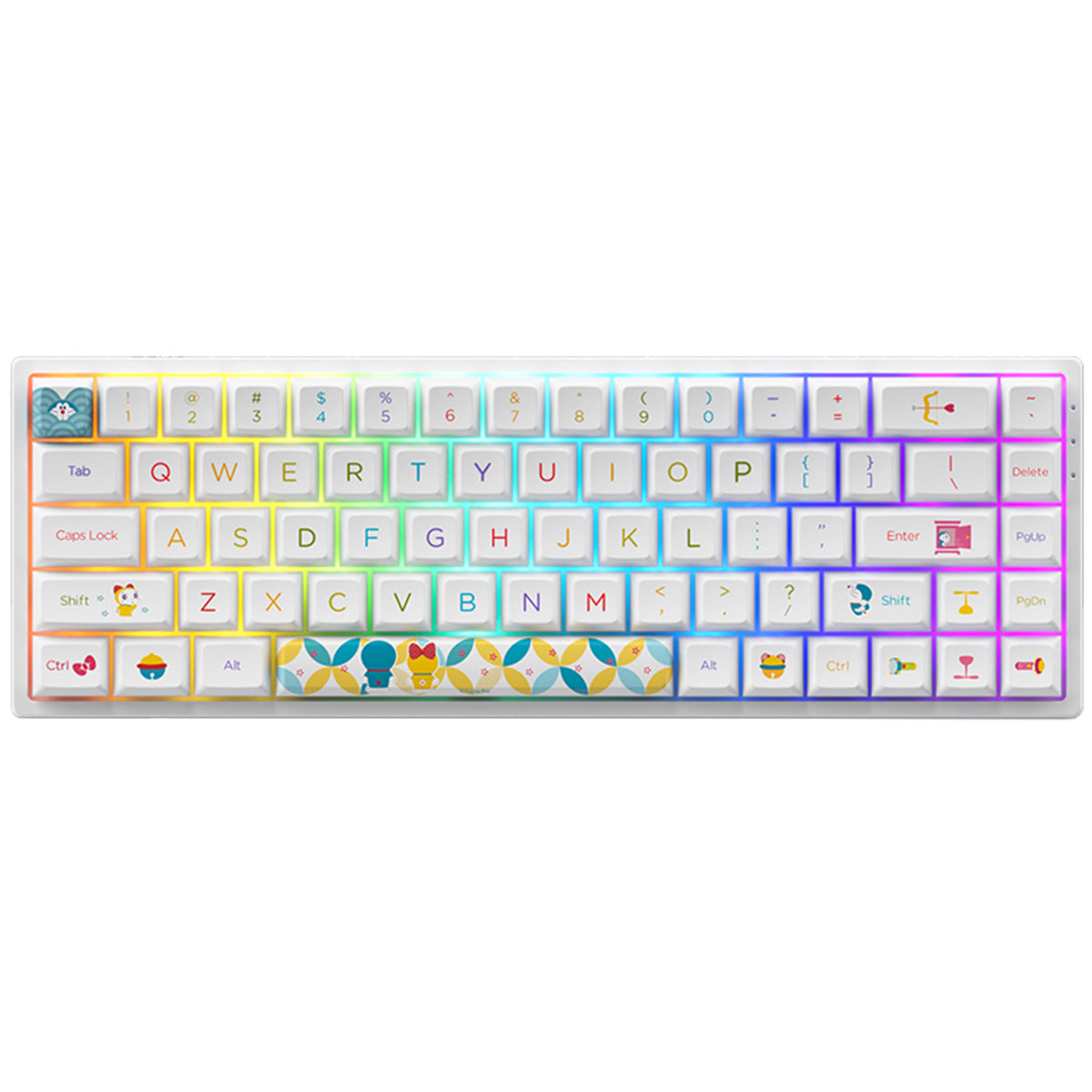 Akko 3068B Doraemon Wireless Mechanical Keyboard - Hot Swappable RGB Backlit, CS Jelly Pink Switches, 60% Compact Design for Gaming & Typing - Perfect for Office, Home & Esports Enthusiasts