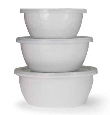 Premium Solid White Enamelware Nesting Bowl Set - 3 Piece Kitchen Essentials for Mixing, Serving & Food Prep | Durable & Stylish for Home, Camping & Picnics