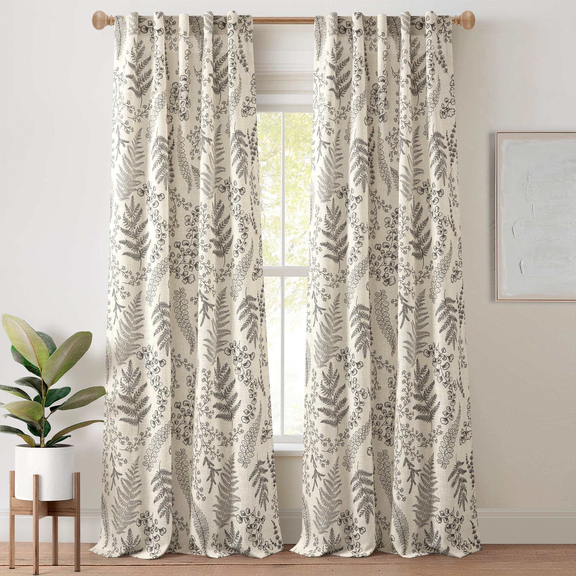 Botanical Dreams Window Curtain Panel Set - Floral Print Blackout Drapes for Living Room & Bedroom - Home Decor Thermal Insulated Curtains for Privacy & Light Control