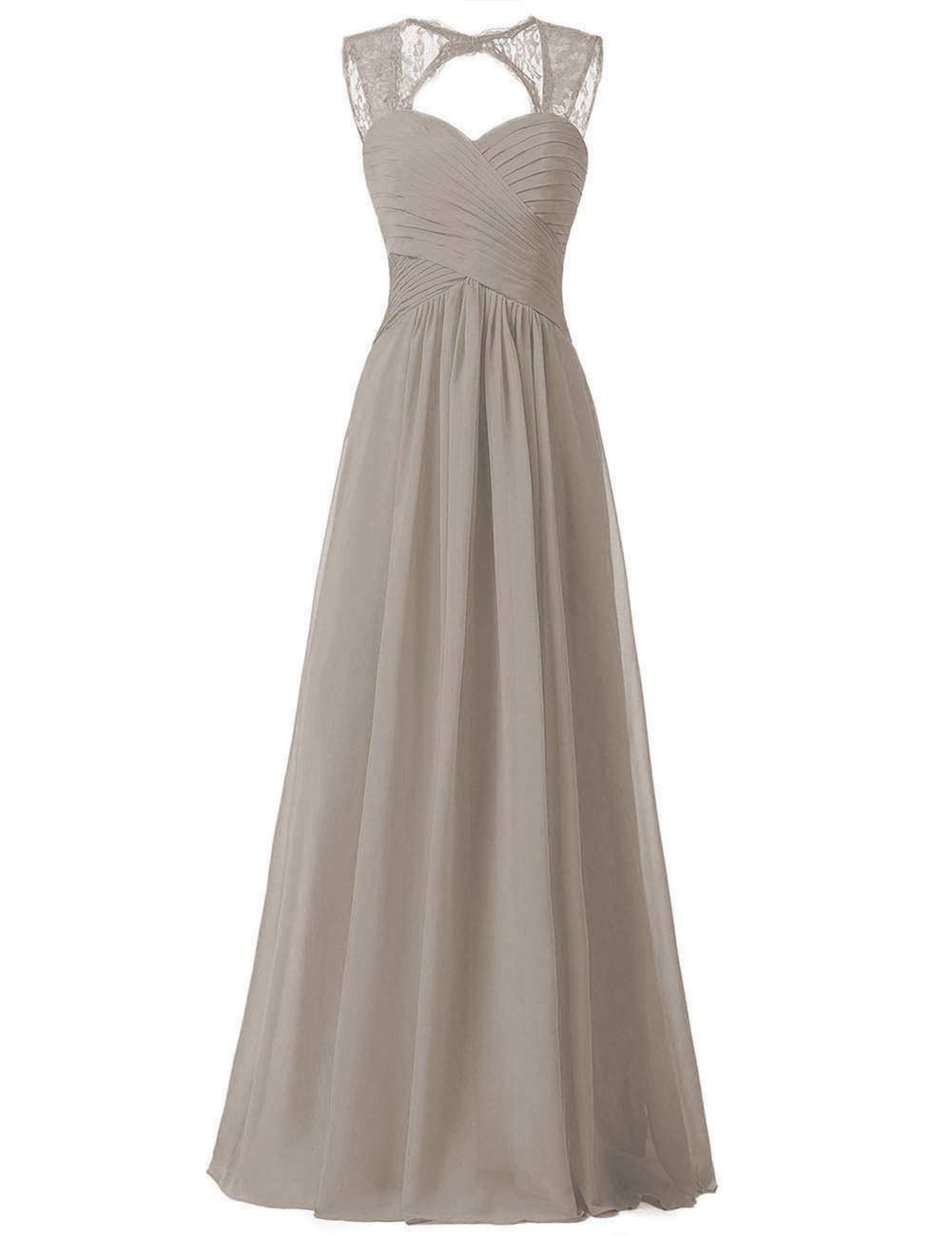 Uther Women's Chiffon Lace Strap Long Formal Prom Dress - Elegant Sleeveless Bridesmaid Gown for Weddings, Parties & Special Occasions