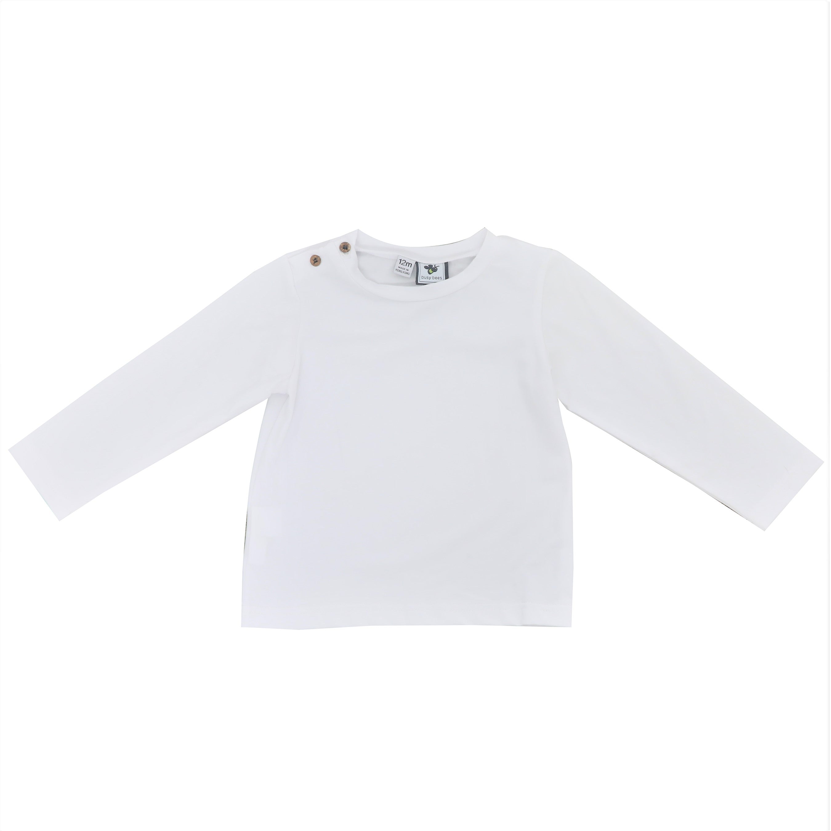 Henry Boys Button Shoulder Long Sleeve Tee - Soft White Knit Cotton Shirt for Toddlers (1-3 Years) | Casual Wear, Family Photos, Playdates & Everyday Outfits