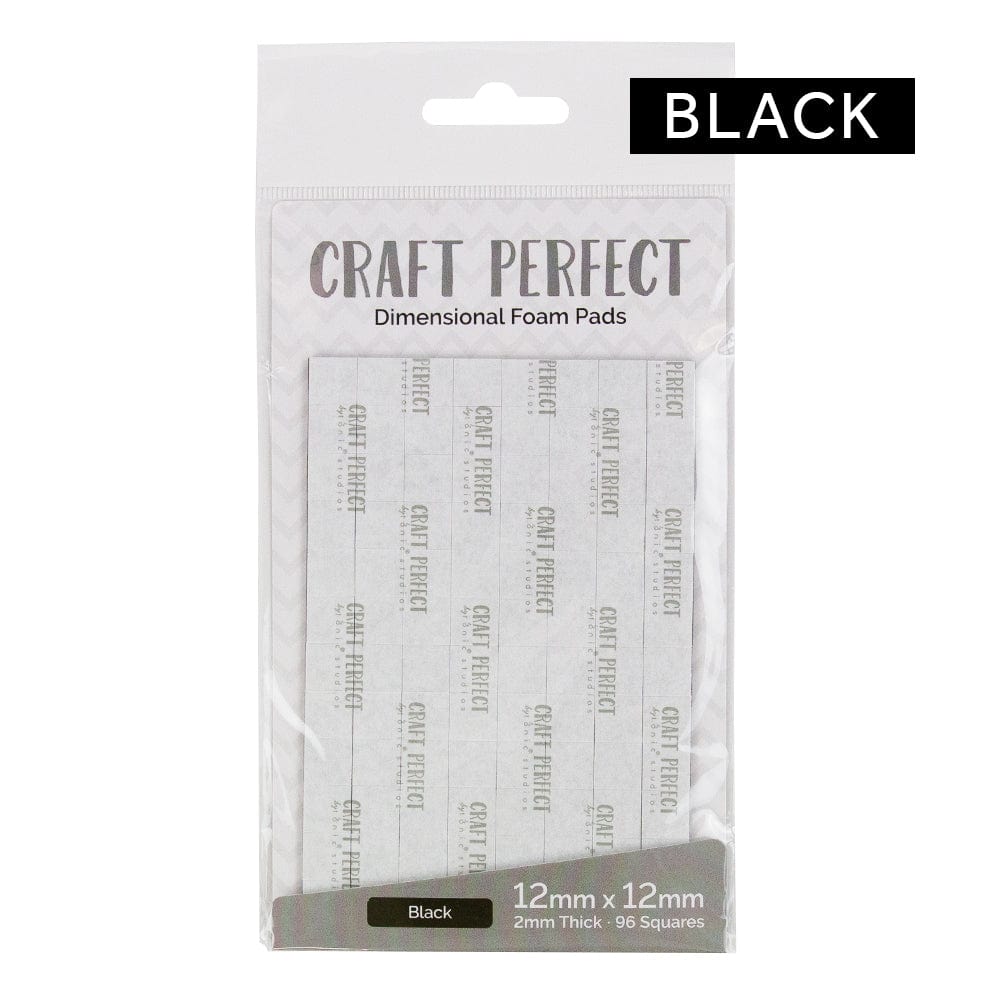 3D Foam Adhesive Pads - Black, 12mm (96 Pads) - Strong Double-Sided Tape for Scrapbooking, DIY Crafts & Home Decor - 9754e