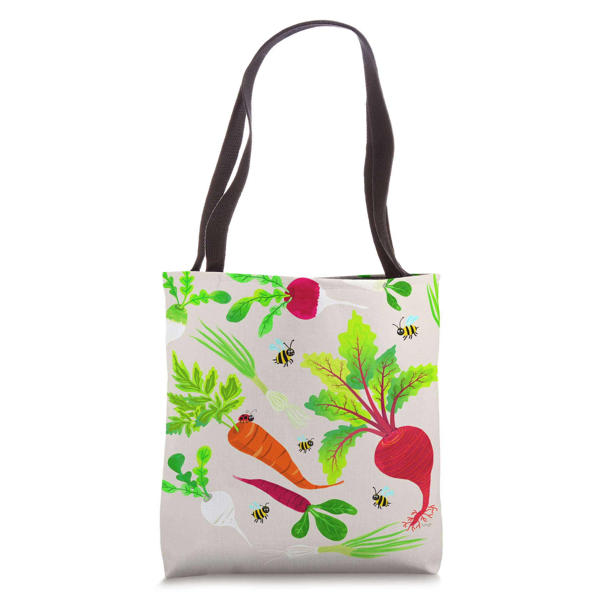 Playful Veggies Tote Bag - Cute Vegetable Print Reusable Grocery Shopping Bag - Perfect for Farmers Market, Grocery Runs & Eco-Friendly Lifestyle