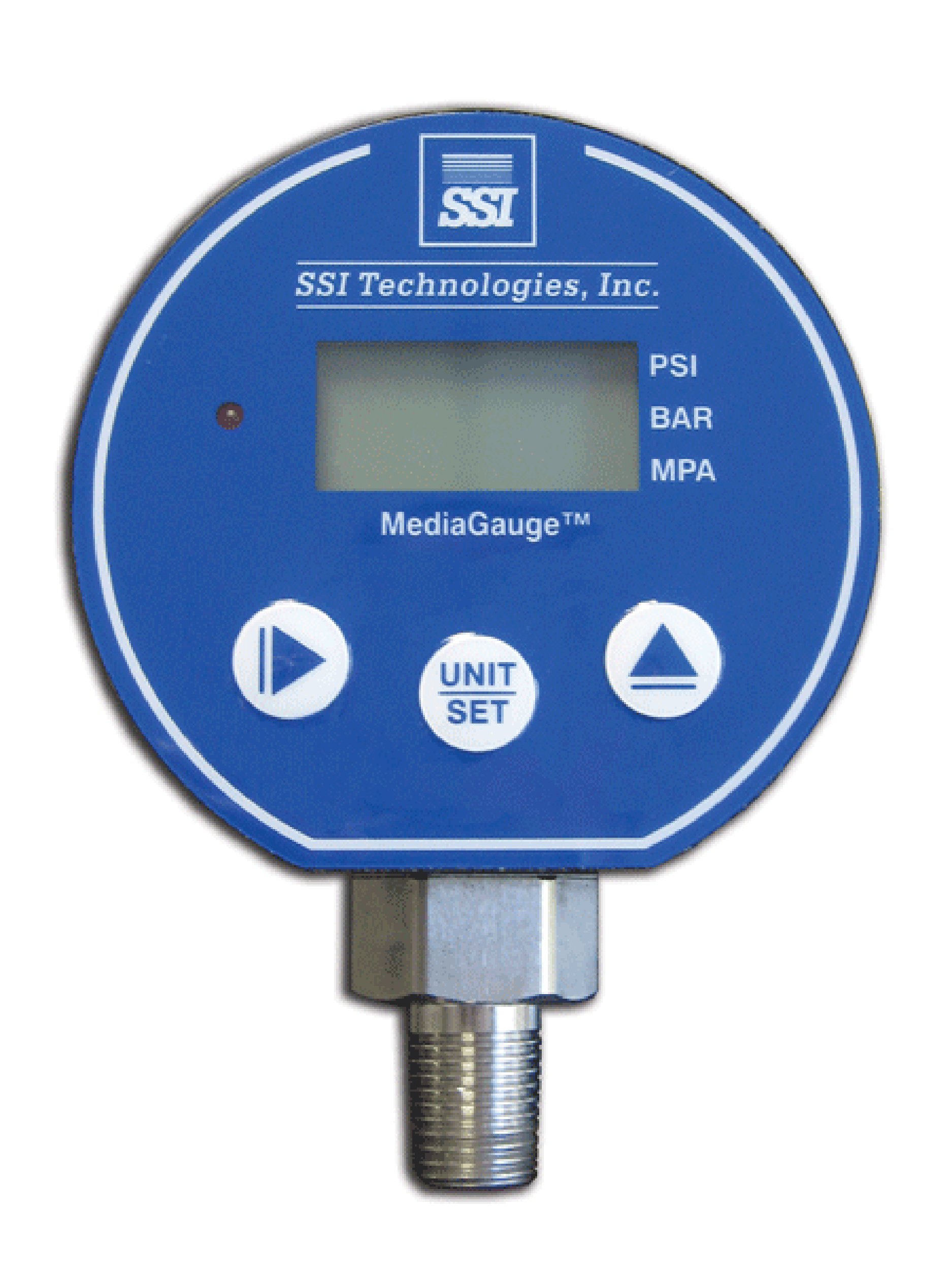 SSI TECHNOLOGIES MG-MD Series Digital Pressure Gauge Sensor with LCD Display - 15psig Operating Pressure, 30V, 0.50% Accuracy, 1/4-18 NPT Male Connector - Ideal for Industrial Hydraulic Systems, Pneumatic Controls & Process Monitoring