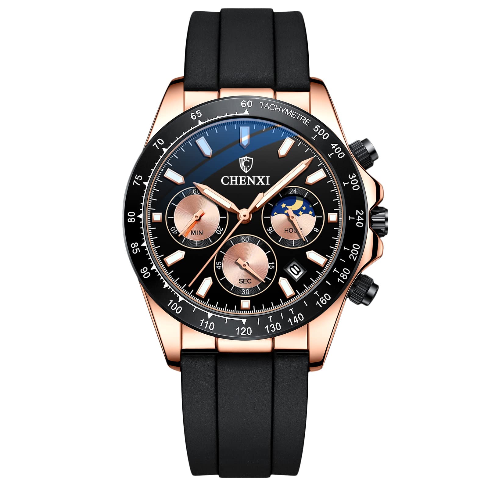 RORIOS Men's Luminous Analog Quartz Watch with Silicone Strap - Multi-Function Sports Watch with Stopwatch | Perfect for Outdoor Activities, Running & Casual Wear