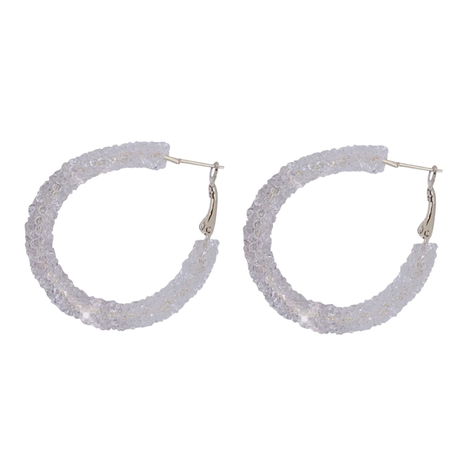 Lightweight Bohemian Glitter Hoop Earrings - Gold Plated Rhinestone Dangle Drop Earrings for Women | Boho Jewelry for Party, Wedding & Everyday Wear