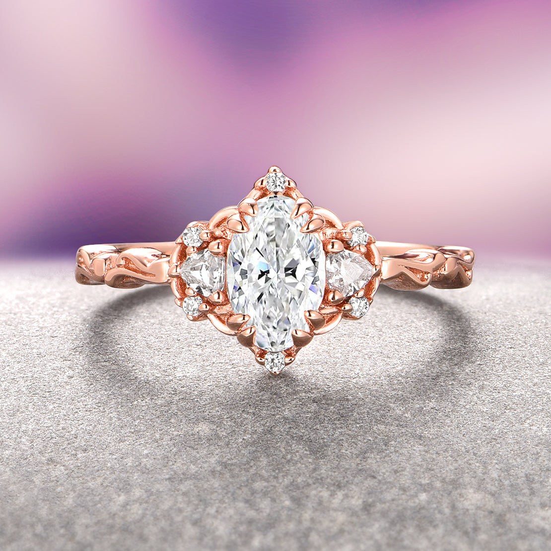 Esme Lab Grown Diamond Engagement Ring - 14K Solid Rose Gold, IGI Certified for Women | Elegant Wedding, Proposal, Anniversary Jewelry Gift