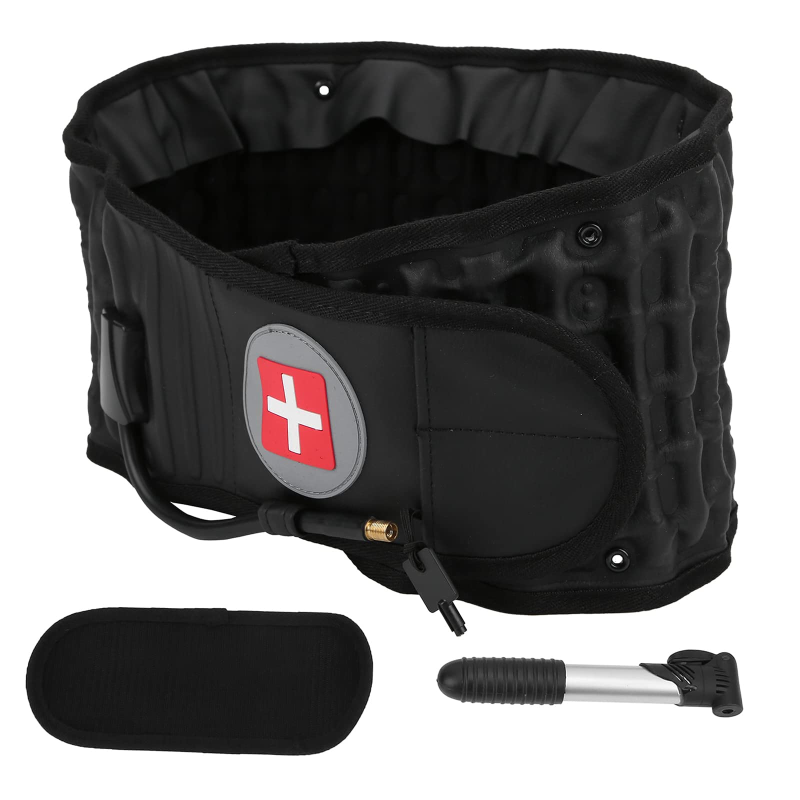 **Lumbar Support Belt for Lower Back Pain Relief - Adjustable Spine Decompression Back Brace for Men & Women - Inflatable Waist Traction Belt (Black) - Ideal for Office Work, Driving & Posture Correction**