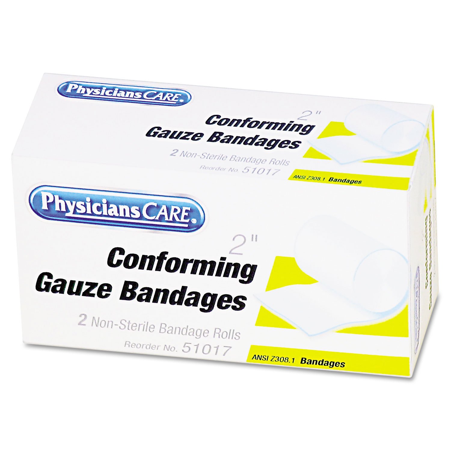 First Aid Conforming Gauze Bandage - 2 Inch Wide, 2 Rolls per Box (1 Box) | Wound Care, Emergency Medical Supplies, Home & Travel First Aid Kit Essential