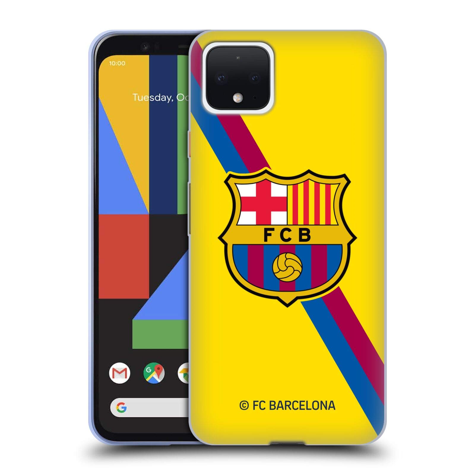 FC Barcelona Gel Case for Google Pixel 4 - Official Licensed Away Kit Design for Soccer Fans