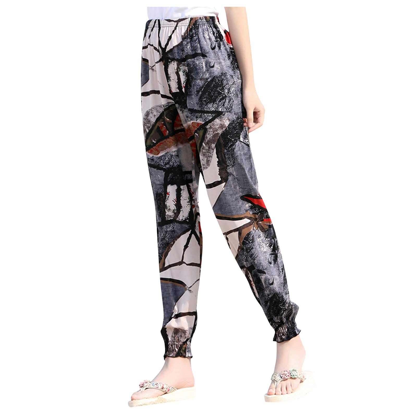 Fowoukior Women's High Waist Wide Leg Palazzo Pants - Boho Hippie Printed Lounge Pants for Yoga, Travel & Casual Wear - Comfortable Straight Leg Sport Pants
