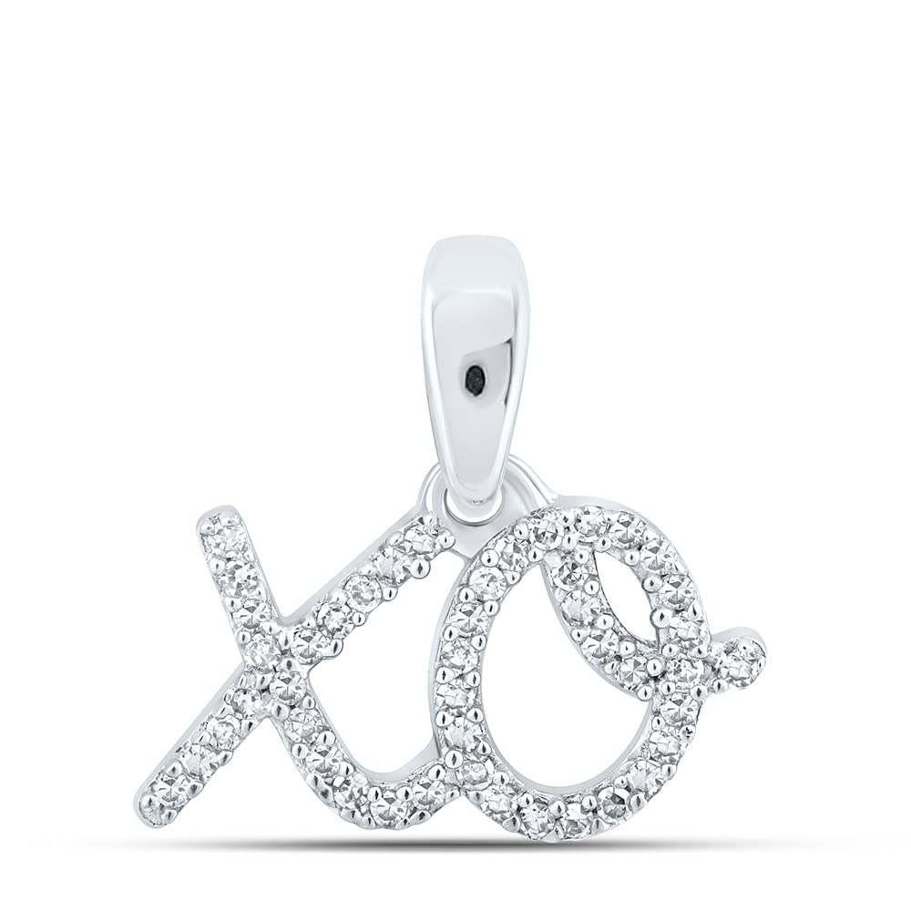 10K White Gold Women's Round Diamond XO Fashion Pendant Necklace - 1/10 CTTW - Perfect for Valentine's Day, Anniversary & Birthday Gifts