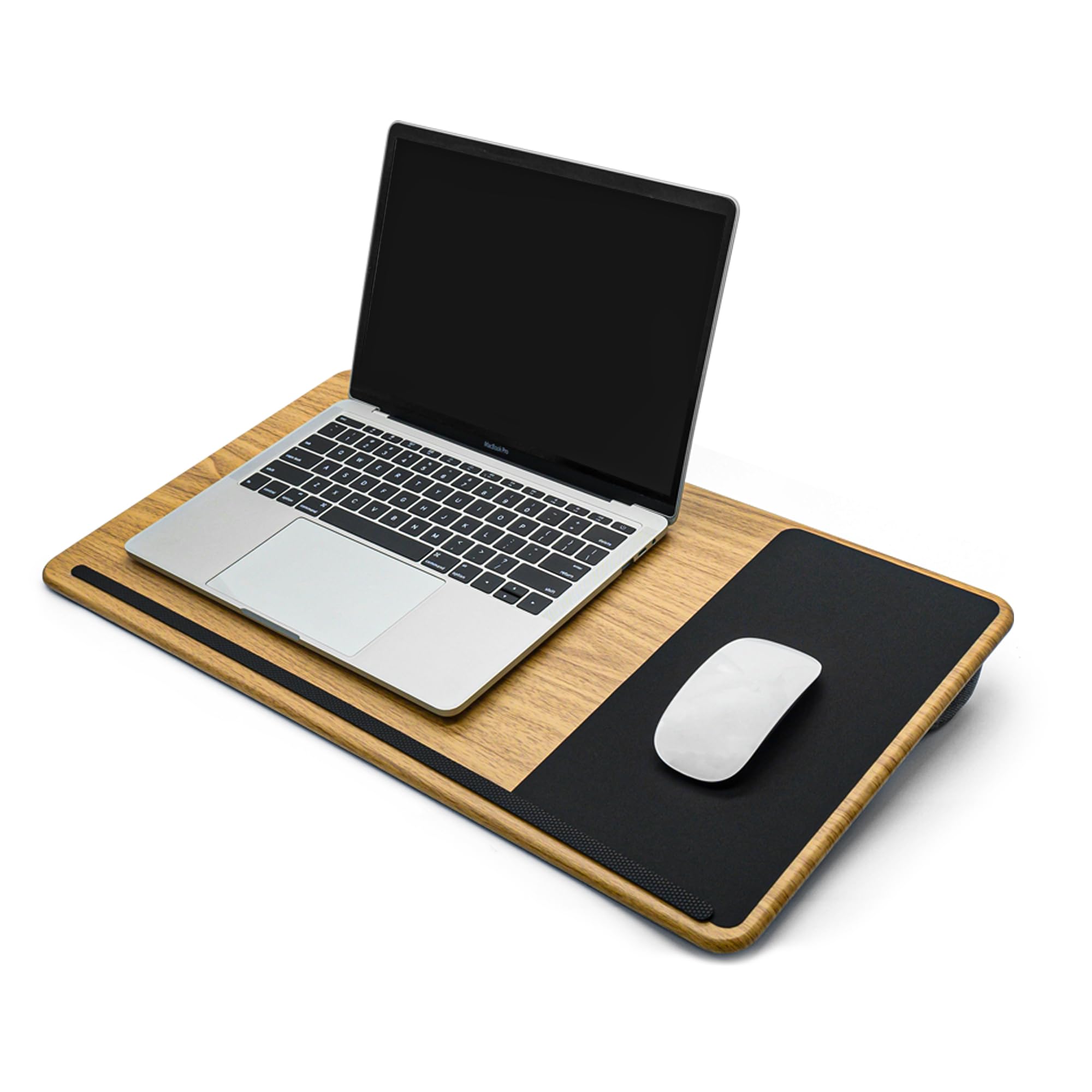 Portable Engineered Wood Lap Desk with Soft Cushion & Wrist Rest, Adjustable Bed Tray Laptop Stand for 17 inch Devices, Home Office & Cozy Bedroom Workspace