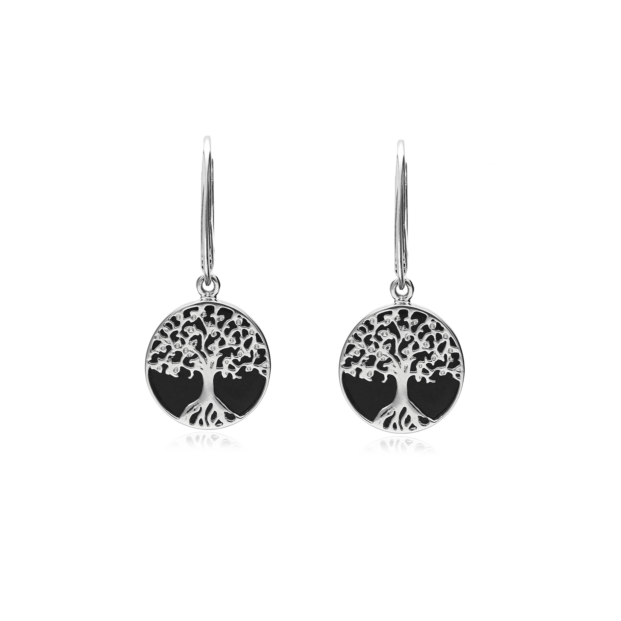 Whitby Jet Tree of Life Sterling Silver Drop Earrings for Women – XS Size – Elegant Dangle Earrings for Everyday Wear, Parties & Special Occasions