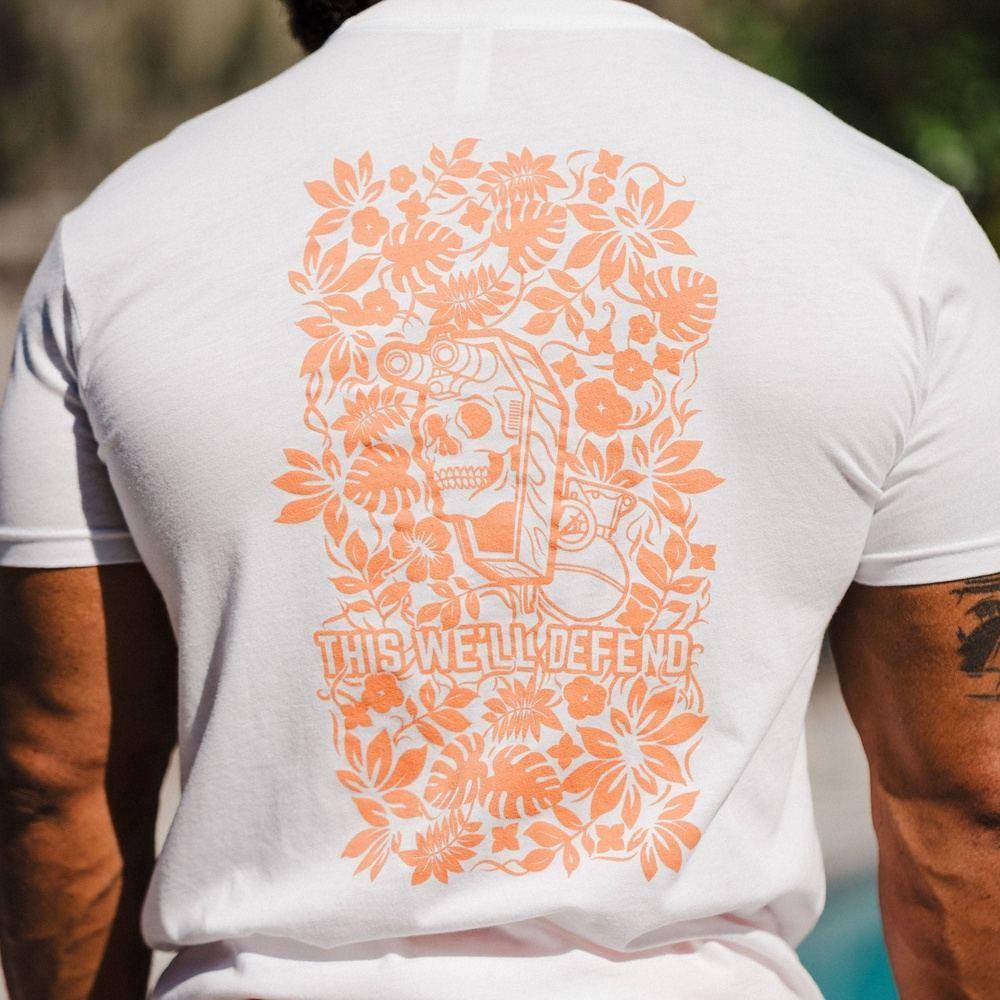 Tropical Death Graphic T-Shirt - White | Cool Casual Tee for Beach Parties, Concerts & Streetwear Fashion