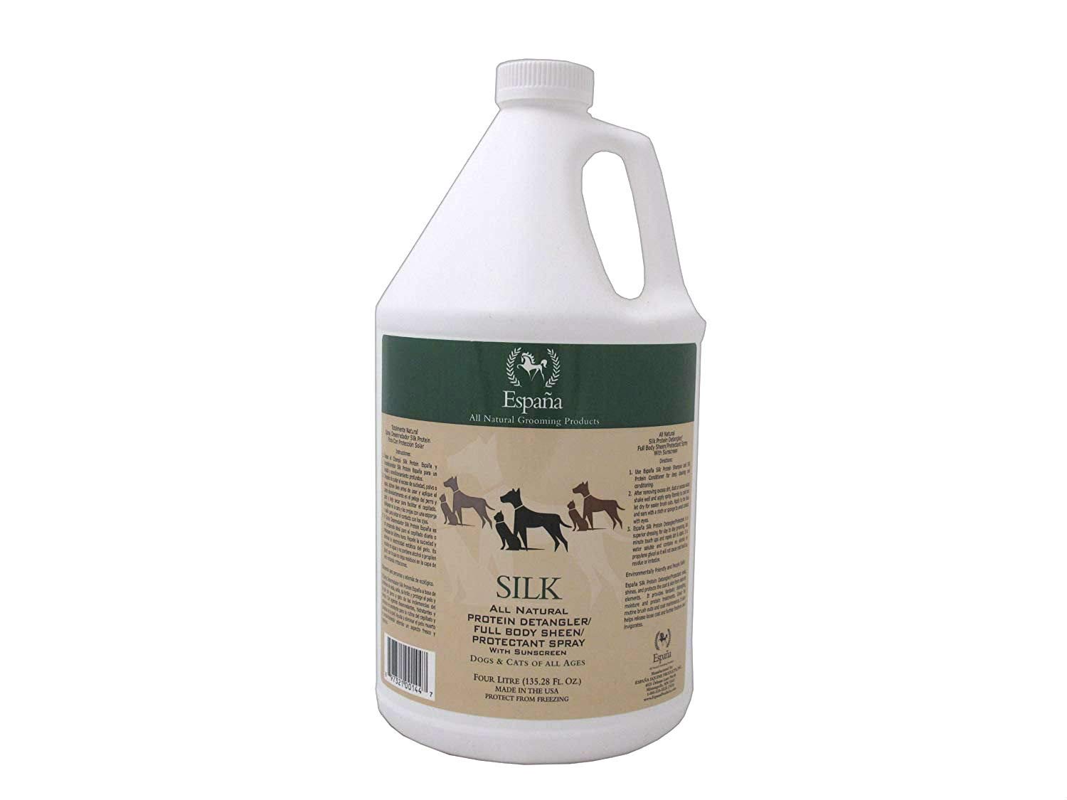 Espana Silk ESP1125DC Silk Protein Detangler for Dogs & Cats - 135.28 oz Pet Hair Conditioner | Tangle-Free Grooming Solution for Long & Curly Coats | Perfect for Bath Time & Daily Brushing