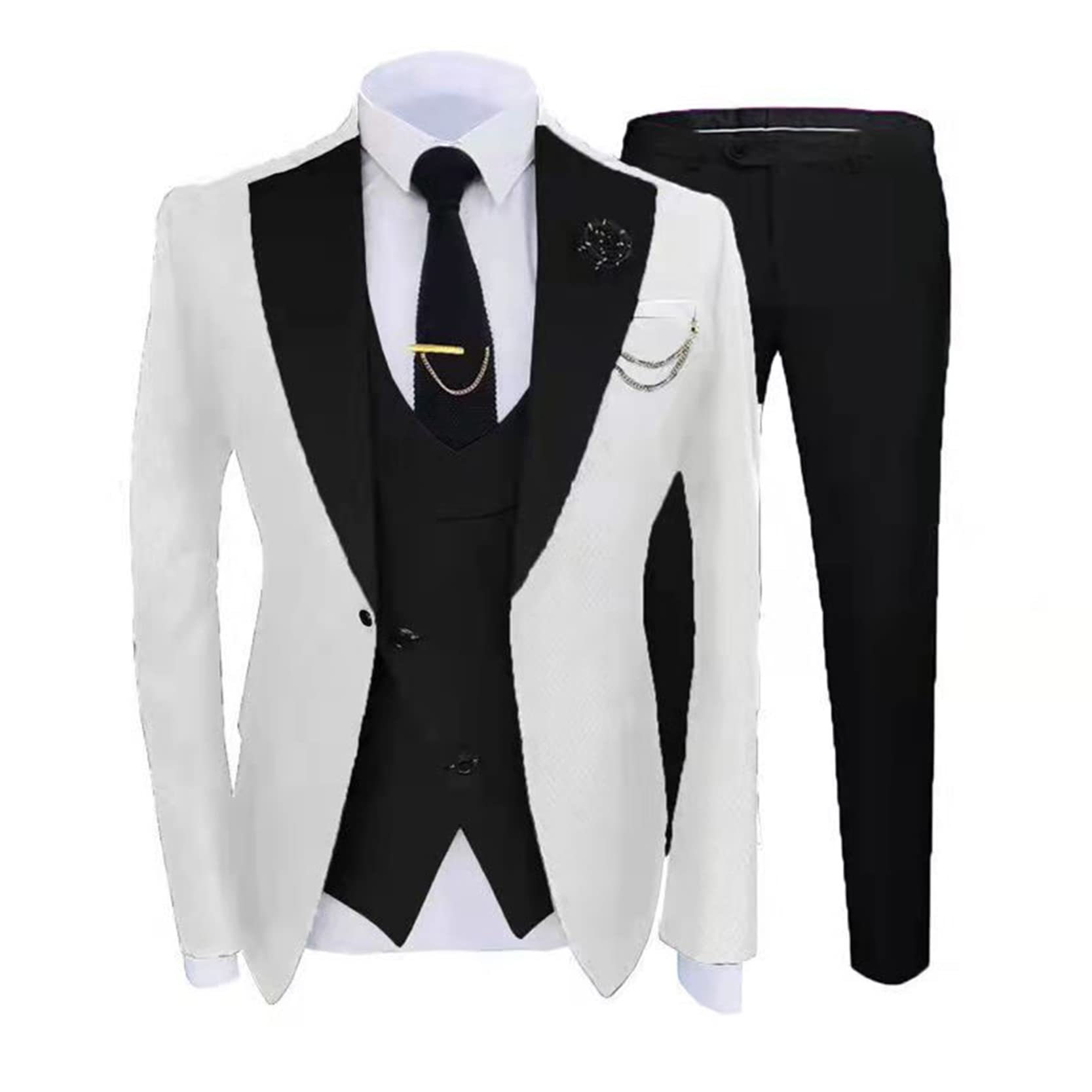 Men's 3-Piece Slim Fit Wedding Suit Set - Groomsmen Blazer, Vest & Dress Pants for Formal Events, Prom & Business Occasions | Perfect for Weddings, Parties & Office Wear