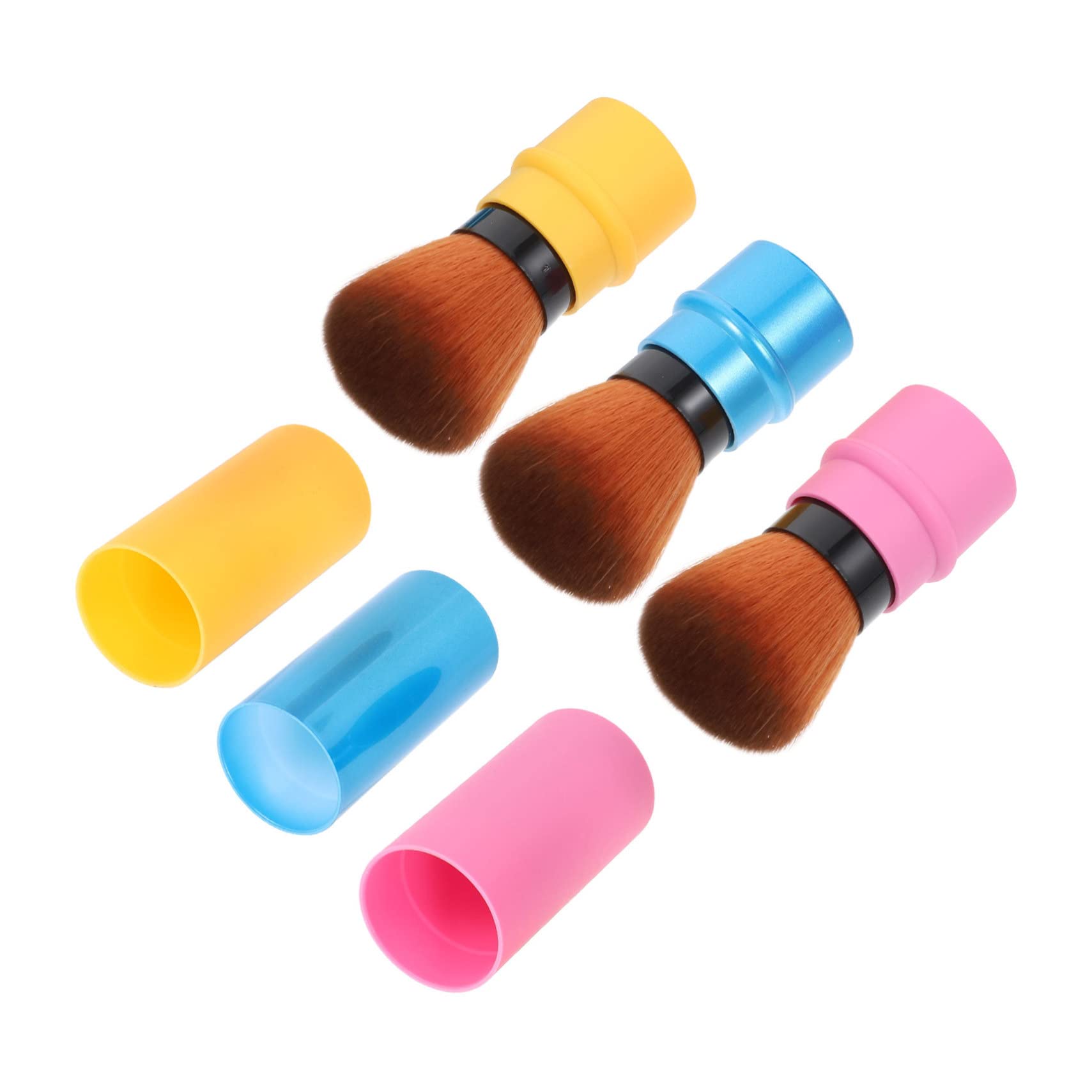 Beavorty 3-Piece Retractable Blush Brush Set - Liquid Highlighter & Powder Makeup Brush | Portable Travel Cosmetic Brush for Foundation, Contouring & Highlighting | Perfect for On-the-Go Makeup & Professional Makeup Kits