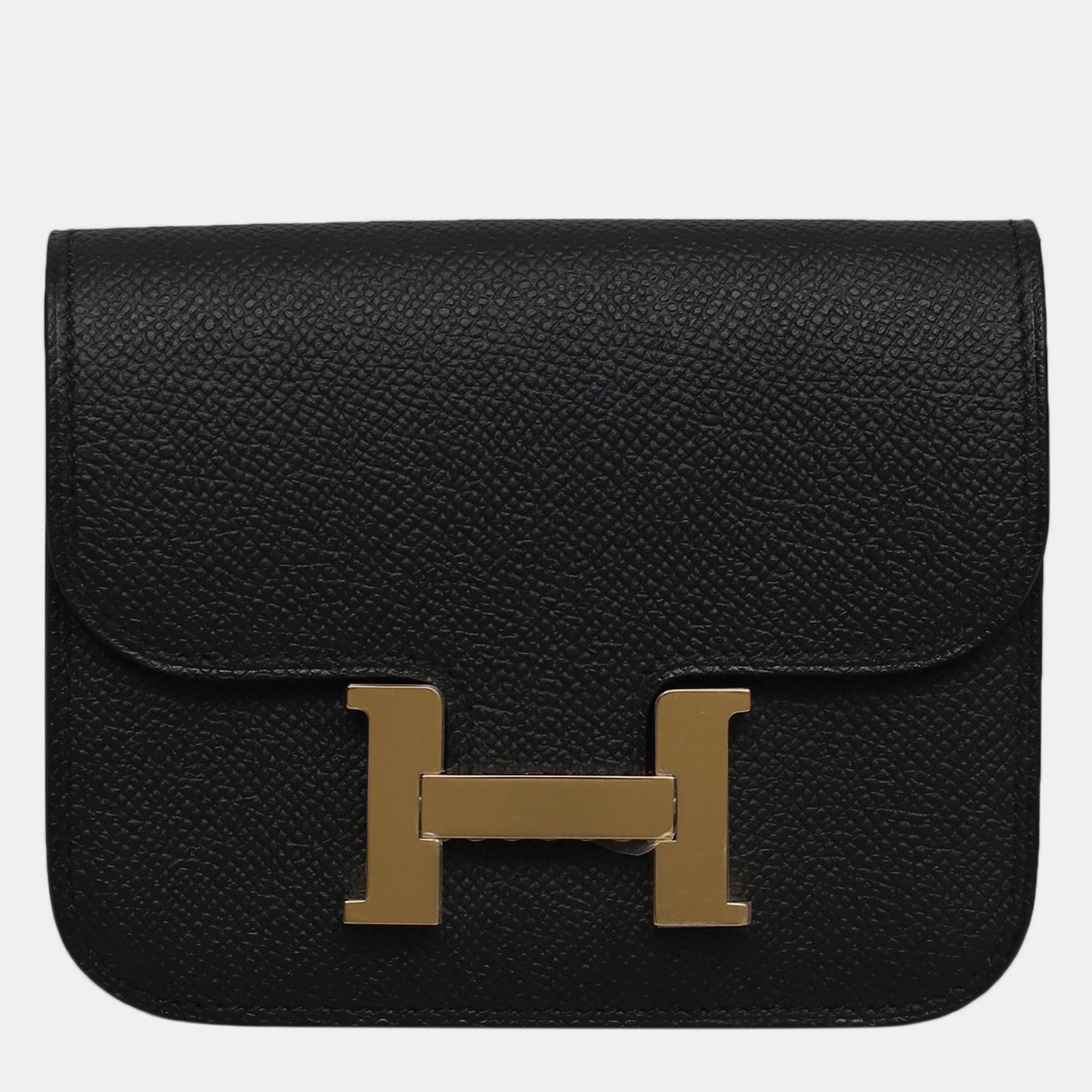 Luxury Black Epsom Leather Constance Slim Wallet for Women - Compact RFID Blocking Card Holder - Perfect for Everyday Use, Travel & Business