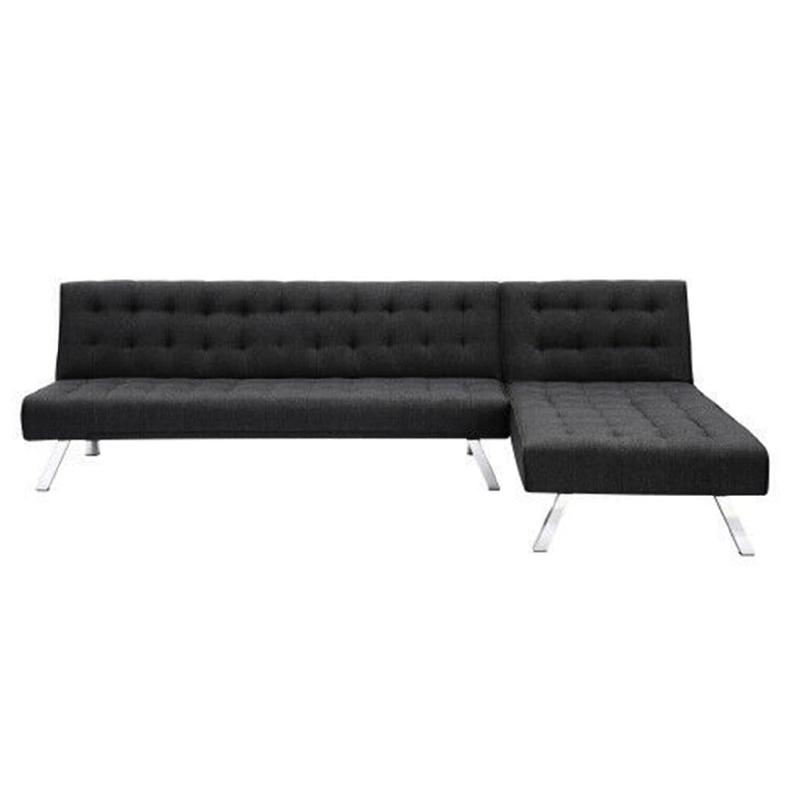 ALIDAM Modern Sectional Sofa - Reversible Leather Couch with Recliner & Sleeper Function, Black Fabric & Metal Legs - Perfect for Living Room, Lounge, and Home Theater