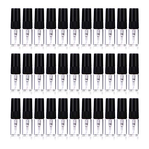 Enslz 2ml Mini Perfume Mist Spray Bottles - 30pcs Refillable Travel Atomizer Glass Bottles for Essential Oils & Fragrances | Perfect for DIY, Travel, Gifts & Sample Distribution