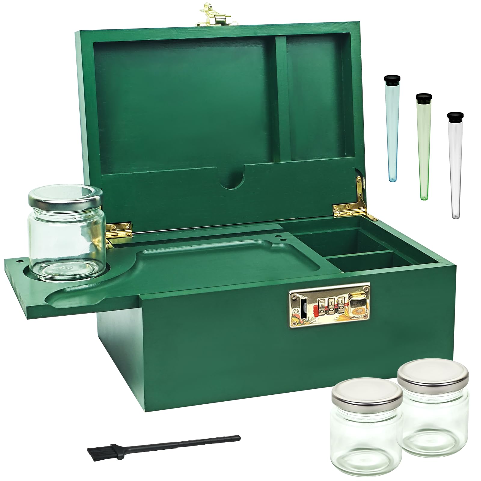 Bamboo Storage Box with 3 Glass Containers - Portable Airtight Lockable Organizer for Kitchen, Bathroom & Office (Green) | Perfect for Food Storage, Jewelry & Essentials