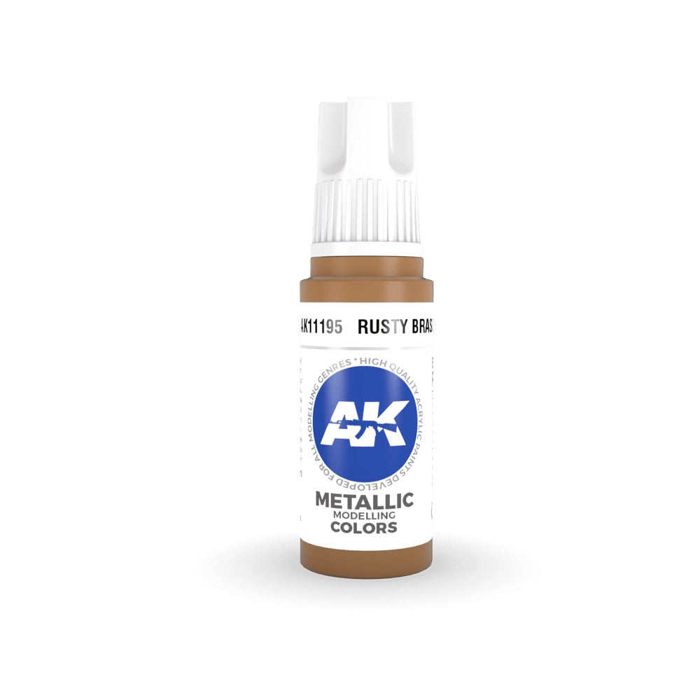 AK Interactive AK11195 Metallic Rusty Brass Acrylic Paint - 17ml Bottle (3rd Gen) for Miniature Models, Wargaming & Scale Model Painting - Perfect for Realistic Weathering Effects on Tanks, Aircraft & Dioramas