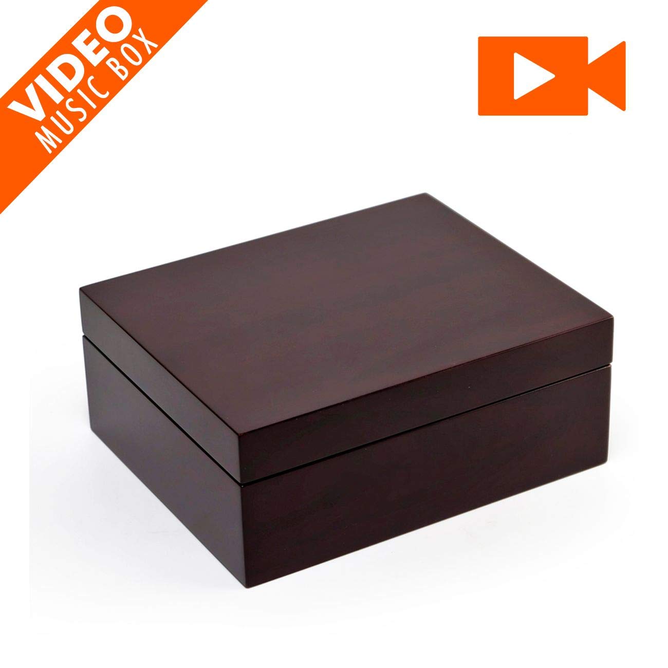 Hi Gloss Contemporary Music Jewelry Box with LCD Video Display - Walnut Finish, 5