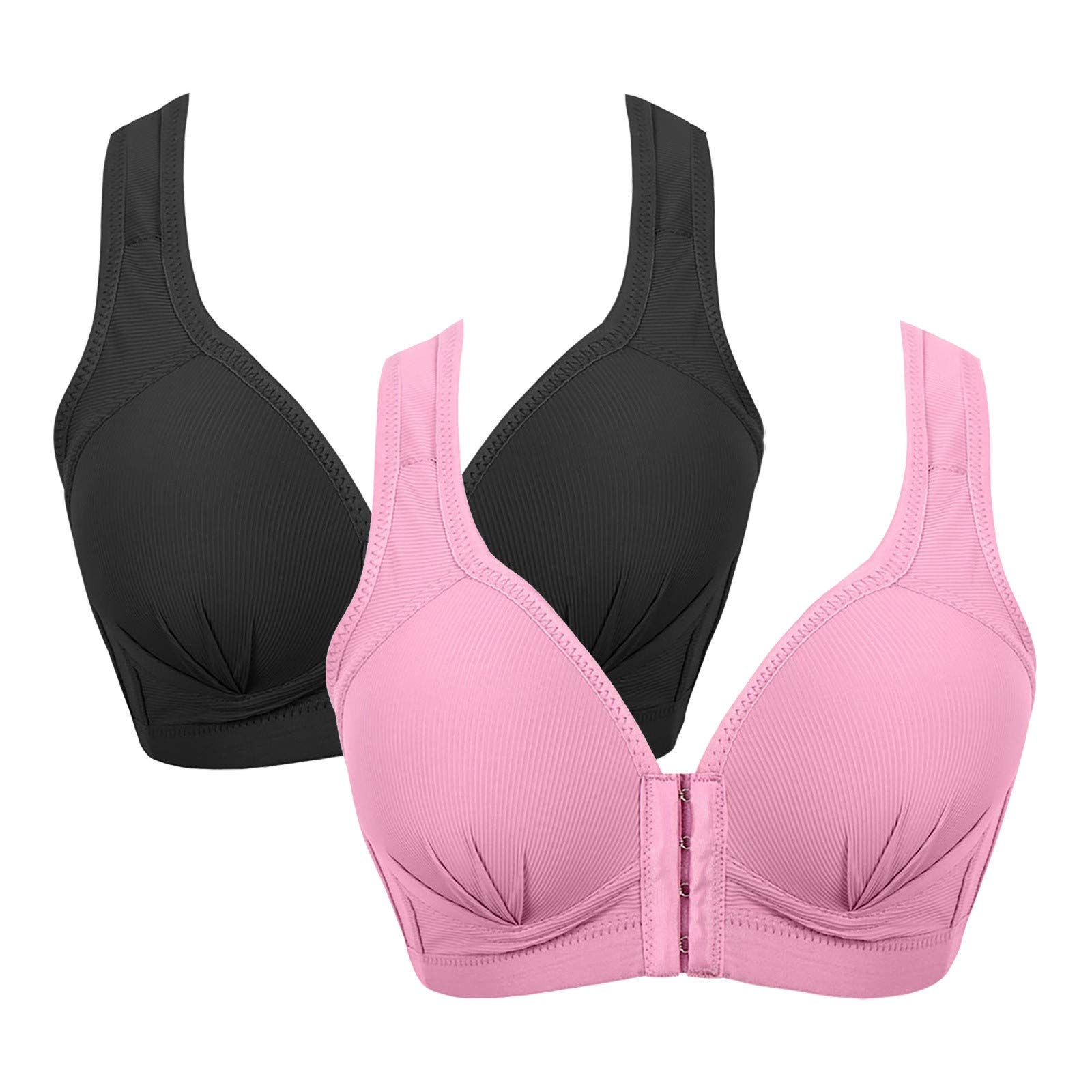Haielot Women's Front Close Wireless Sports Bra - Seamless Plus Size Comfort with Snap Closure for Medium & Elderly Women - Perfect for Yoga, Gym Workouts and Everyday Wear
