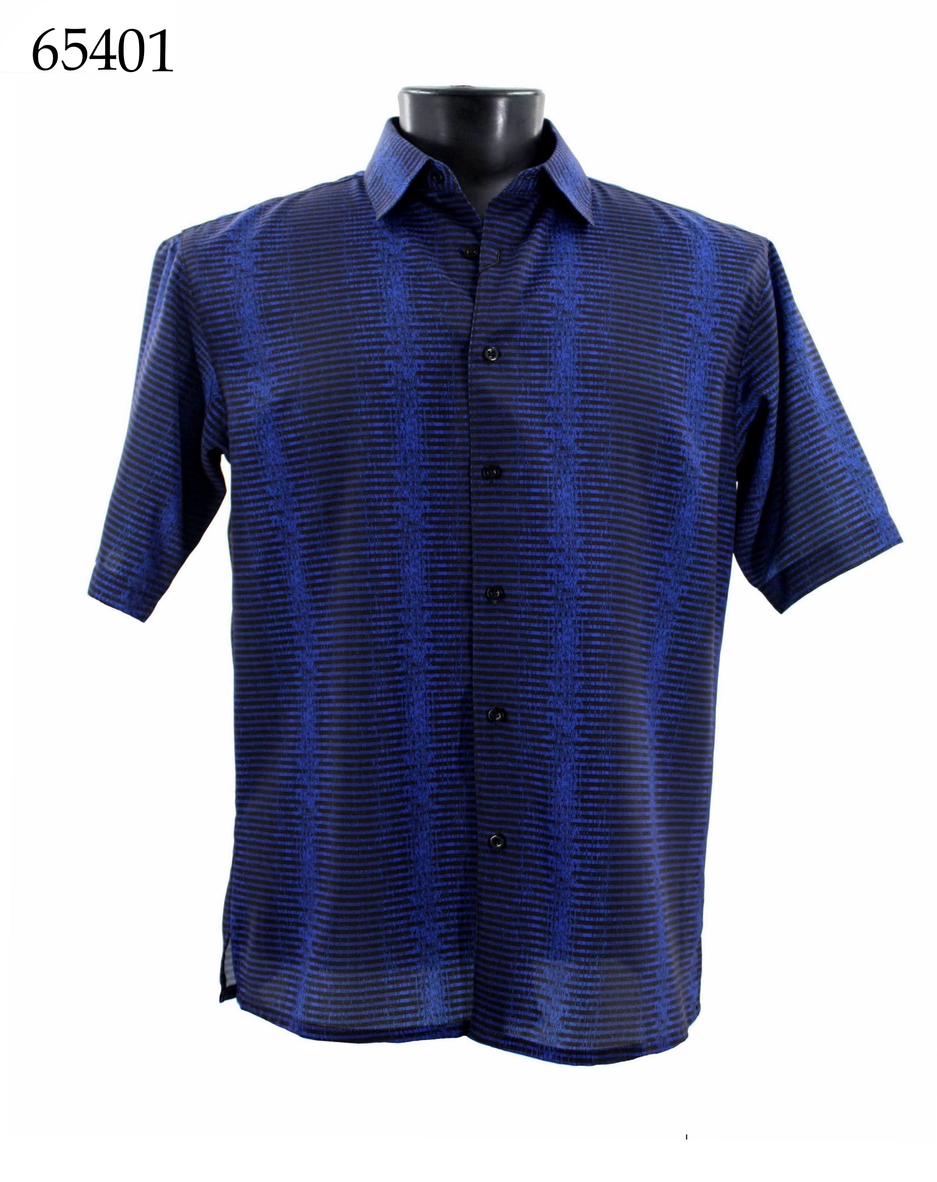 Bassiri Men's Casual Short Sleeve Shirt 65401 - Breathable Cotton Comfort Fit Button Down Shirt for Work, Travel & Everyday Wear