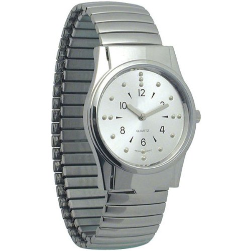 Men's Silver-Tone Braille Watch - Tactile Analog Watch for Visually Impaired - Perfect for Everyday Wear, Work & Special Occasions