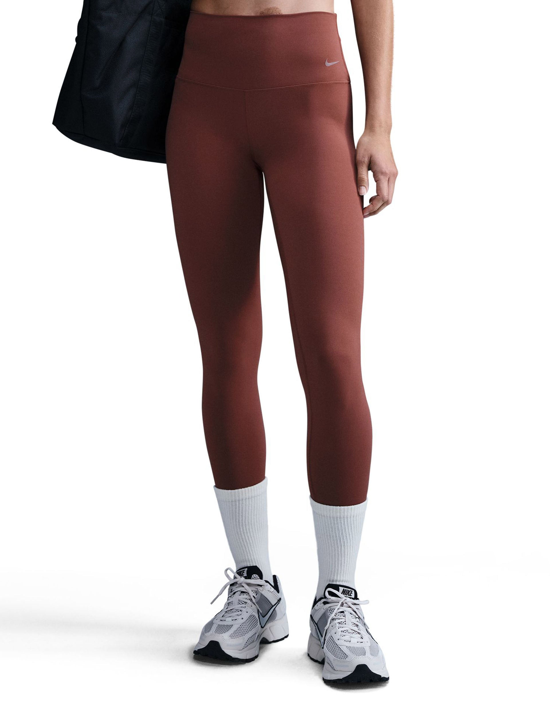 Zenvy High Waisted 7/8 Leggings for Women - Red Sepia & Black Yoga Pants, Tummy Control Workout Leggings - Perfect for Yoga, Gym, Running and Everyday Wear
