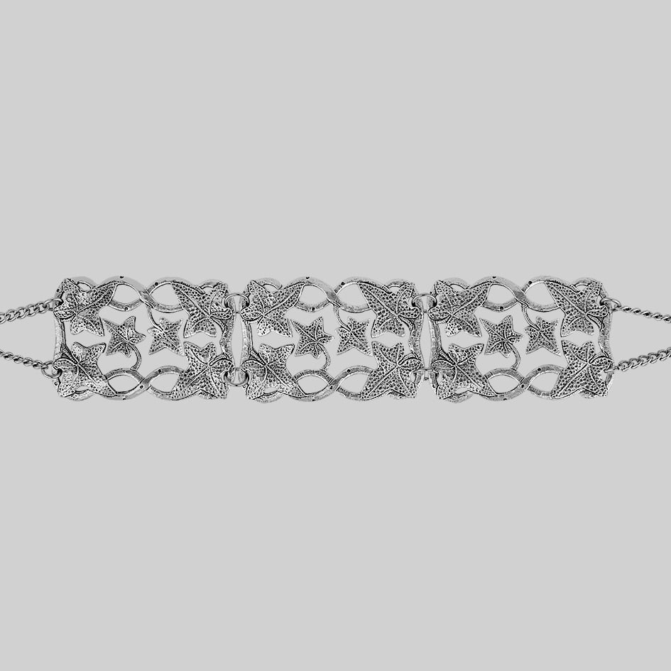 THORA Sterling Silver Climbing Ivy Wide Choker Necklace - Elegant Gothic Jewelry for Women, Perfect for Parties, Weddings & Date Nights
