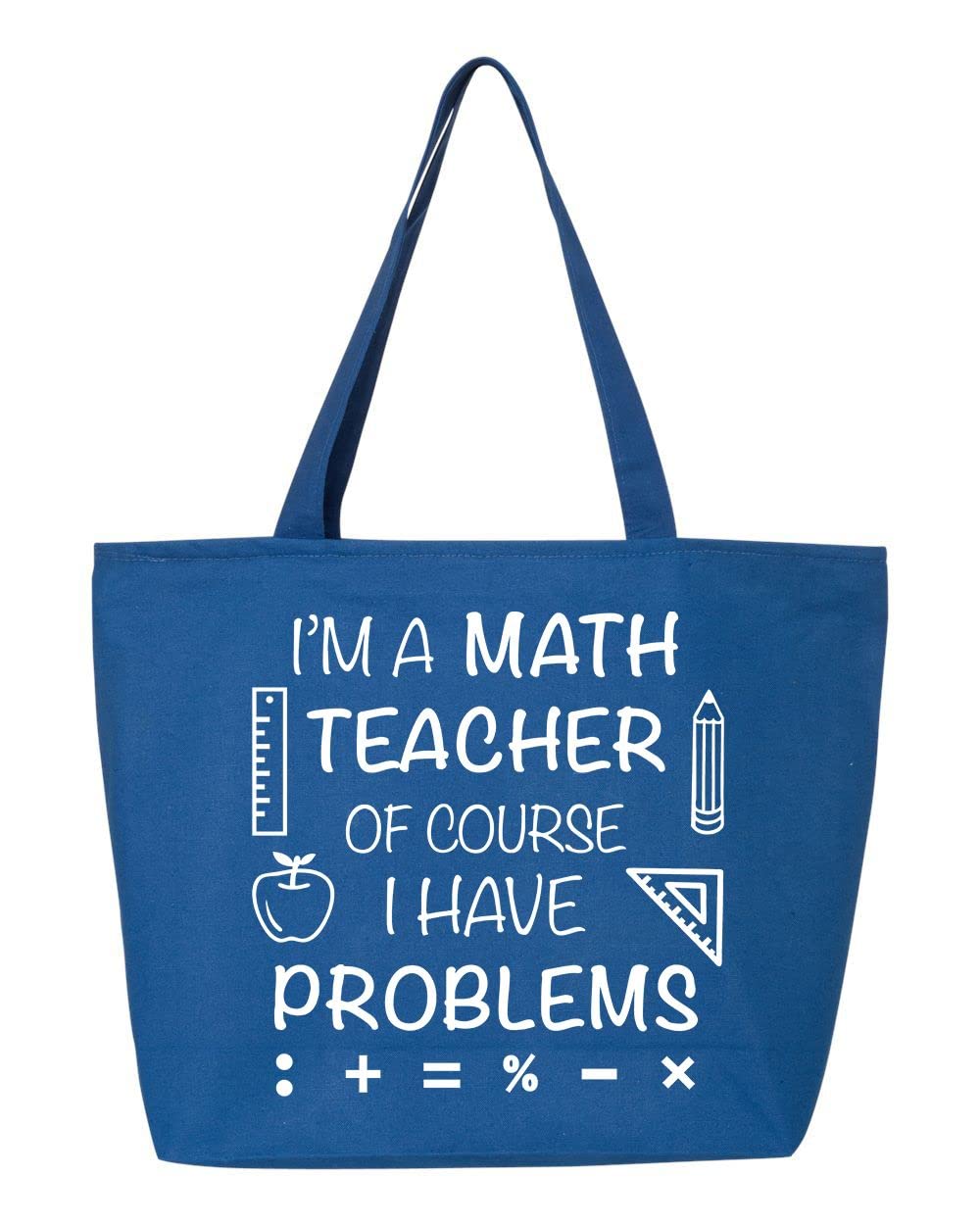 Shop4ever® Math Teacher Gift - Heavy Duty 12 oz Canvas Tote Bag with Zipper | Perfect Teacher Appreciation Present, Classroom Supplies Carrier & Everyday Shopping Bag