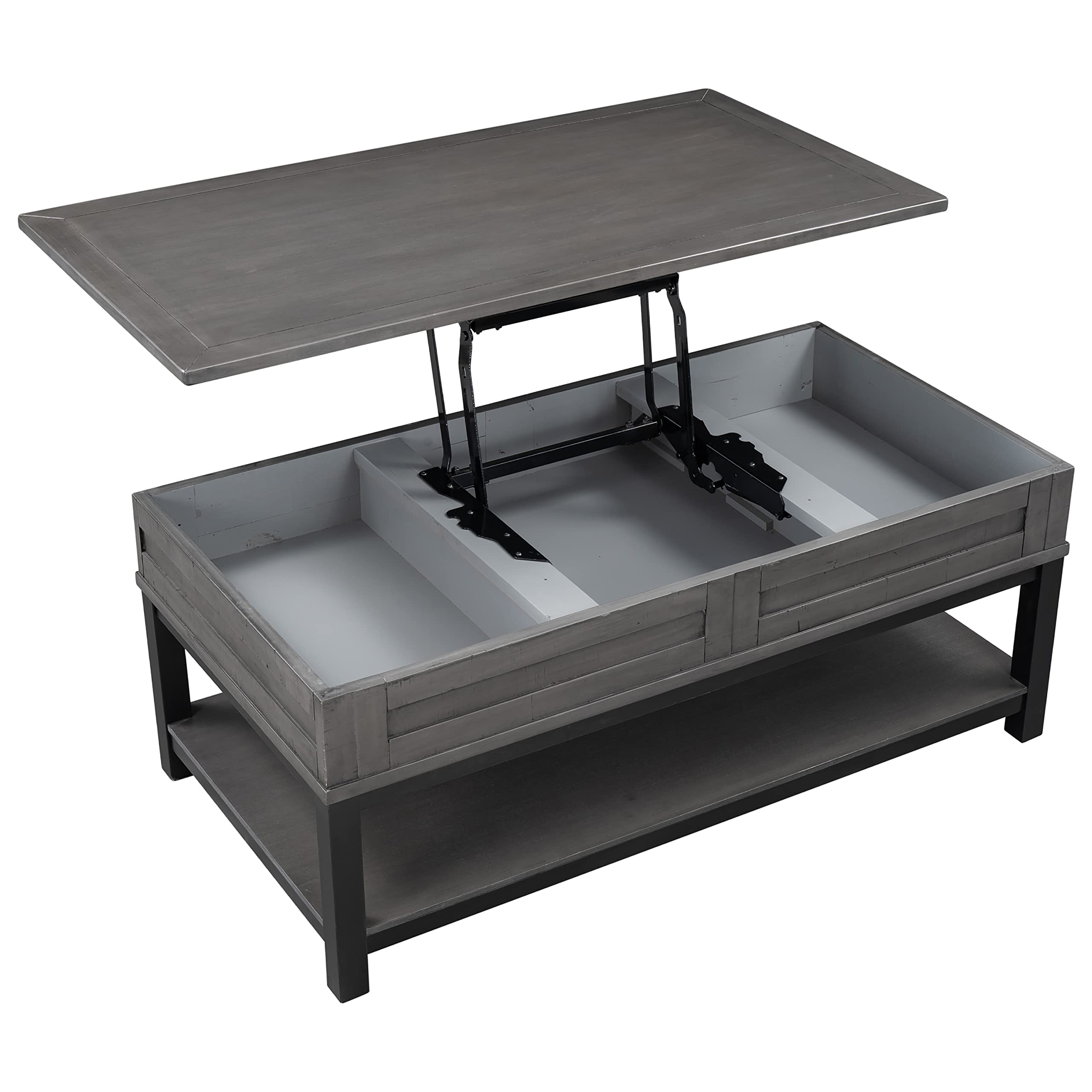 U-Style Lift Top Coffee Table with Hidden Storage & Shelf - Perfect for Small Spaces, Living Room, and Home Office Organization