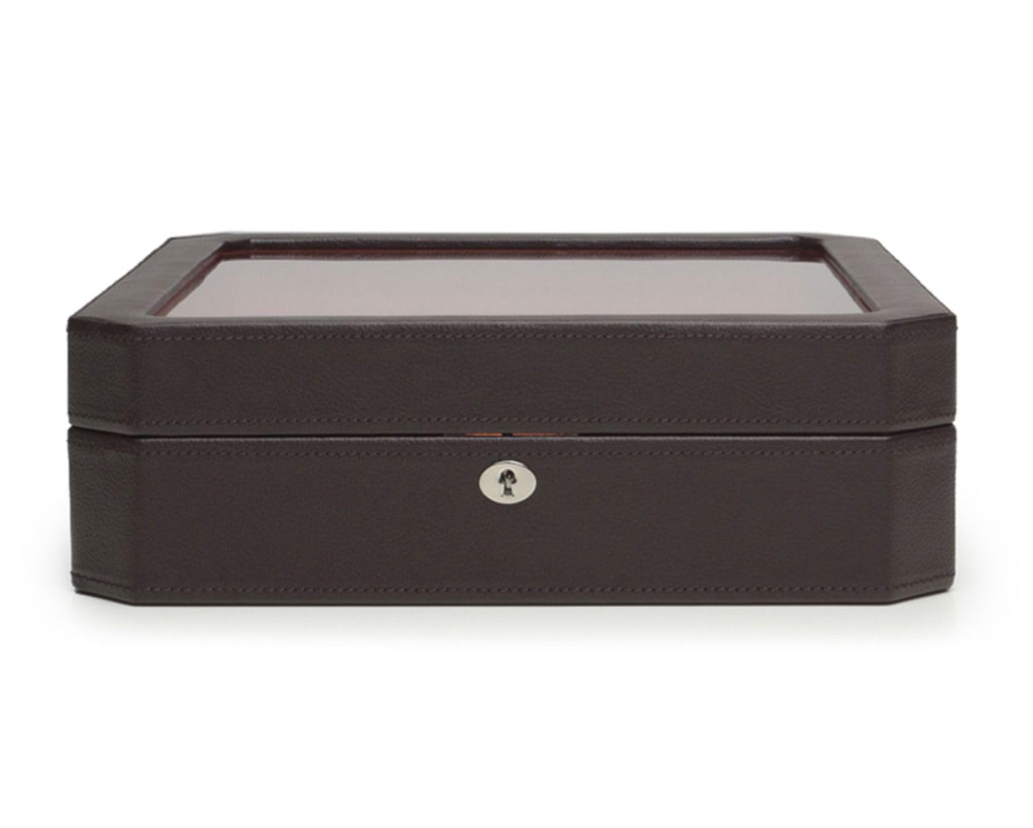 Premium WOLF Windsor 15-Piece Watch Box with Vegan Leather Exterior - 15 Watch Storage Compartments in Elegant Brown/Orange - Perfect for Watch Collectors & Jewelry Organization at Home or Office