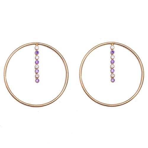 Gold Big Hoop Purple White Rhinestone Statement Earrings for Women | Boho Chic Dangle Earrings | Perfect Gift for Her | Wedding, Party & Special Occasion Jewelry