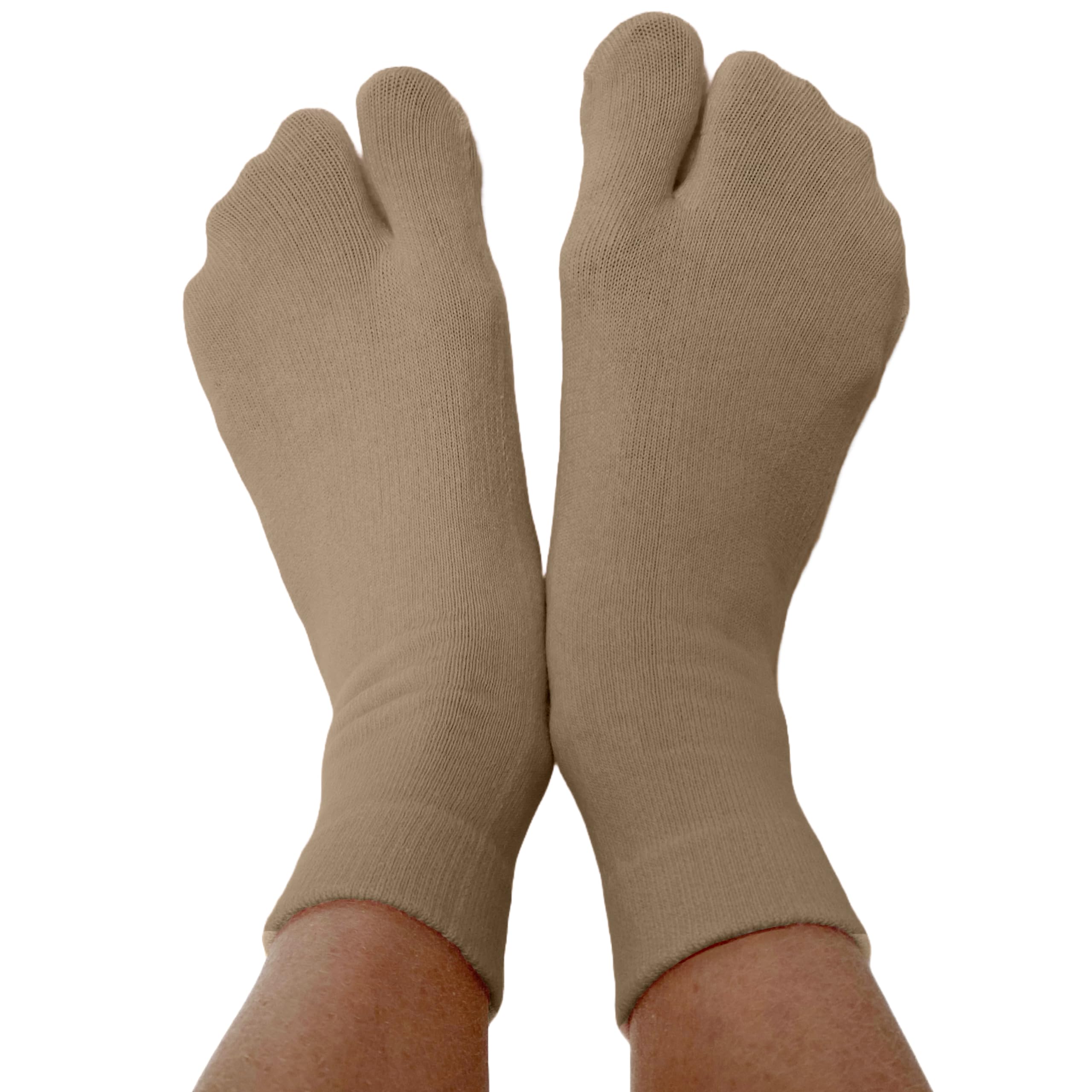 COUVER Men's Split Toe Flip Flops with Ankle High Tabi Socks - Comfortable Big Toe Sandals for Beach, Yoga & Home Relaxation
