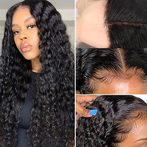 Glueless 13x4 Lace Front Wigs Human Hair - Pre Plucked with Baby Hair, 150% Density Deep Curly Wigs for Black Women (20 Inch, Natural Black) | Perfect for Daily Wear, Parties & Special Occasions