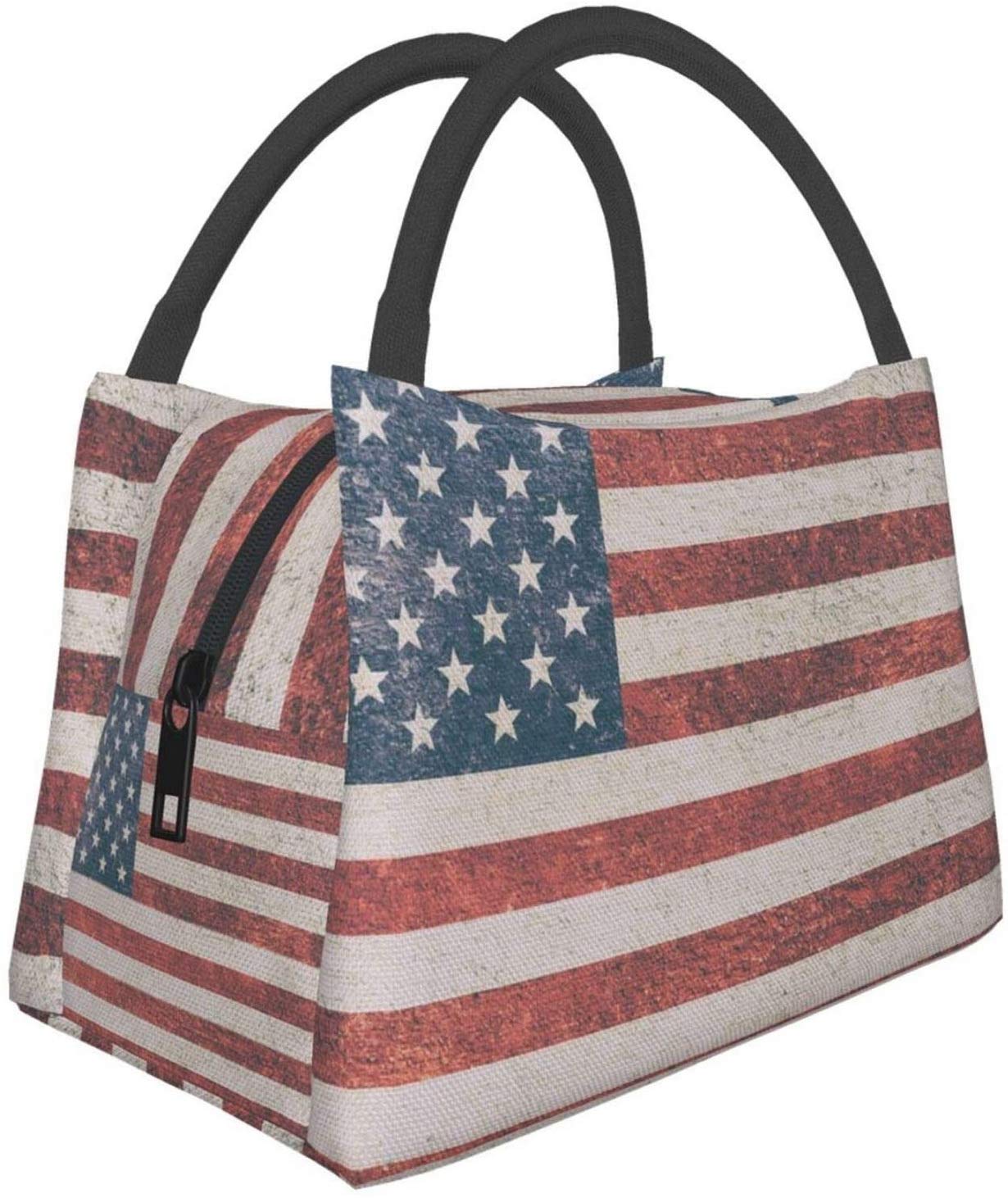 USA Insulated Lunch Bag - Reusable & Leak-Proof Meal Prep Container for Work, School, Picnic & Travel | Stars & Stripes Design for Men & Women | Keep Food Fresh for Hours