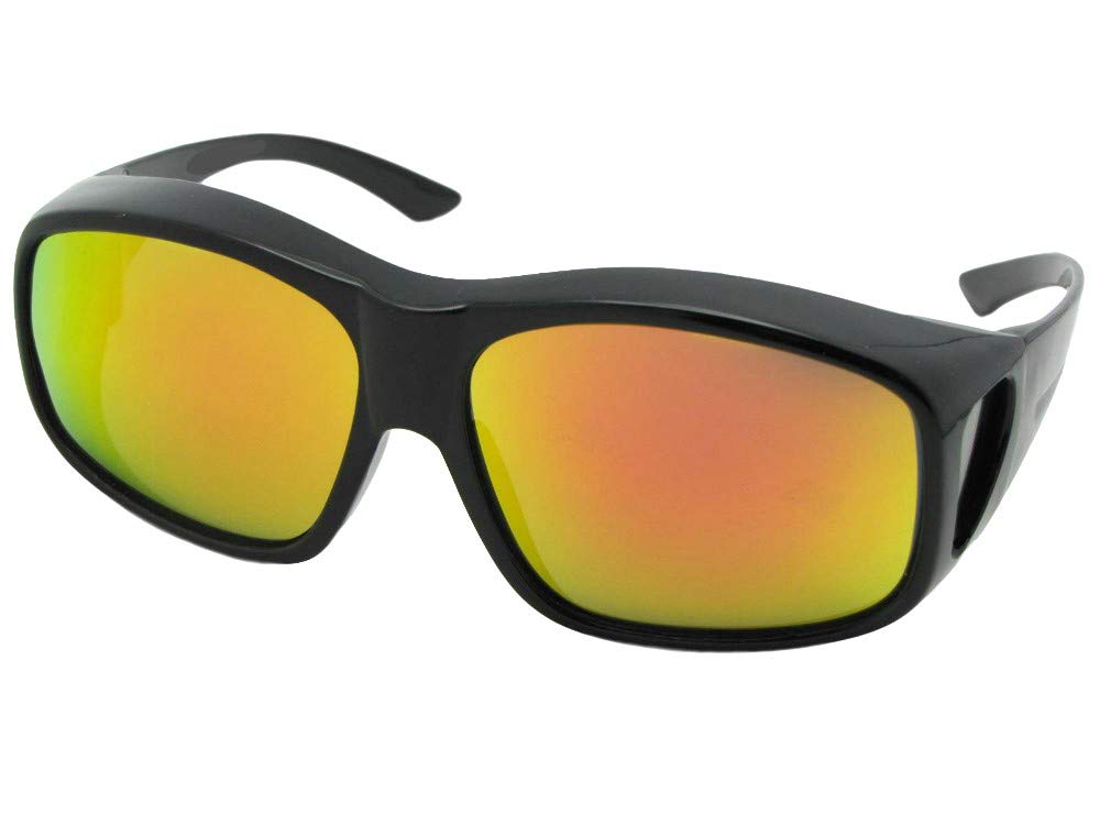 Men's Oversized Polarized Fit Over Sunglasses with Mirrored Lenses - UV Protection for Driving, Fishing & Outdoor Activities